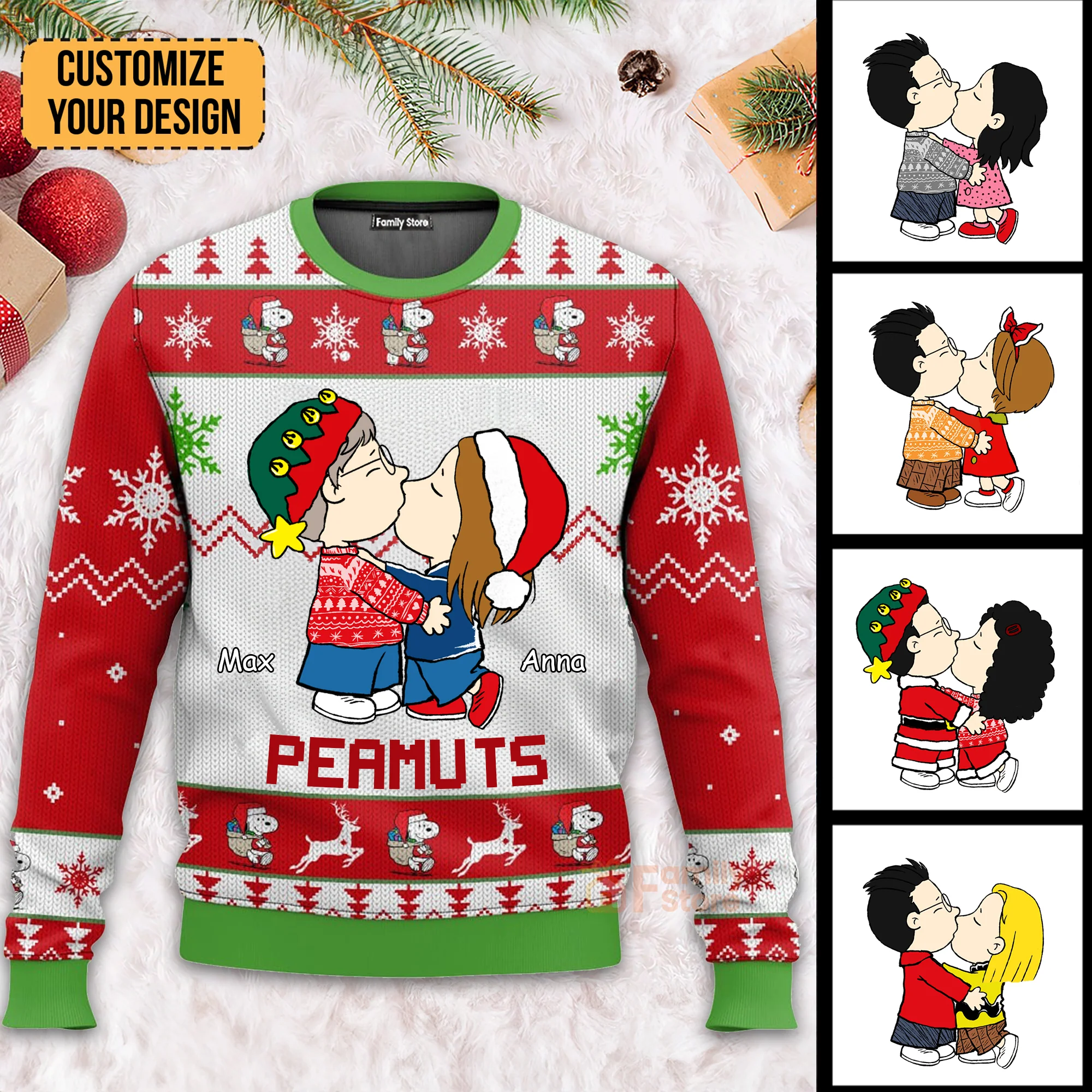 Merry Christmas Peanut - Gift For Couples - Personalized Ugly Sweater - CL45 NH96