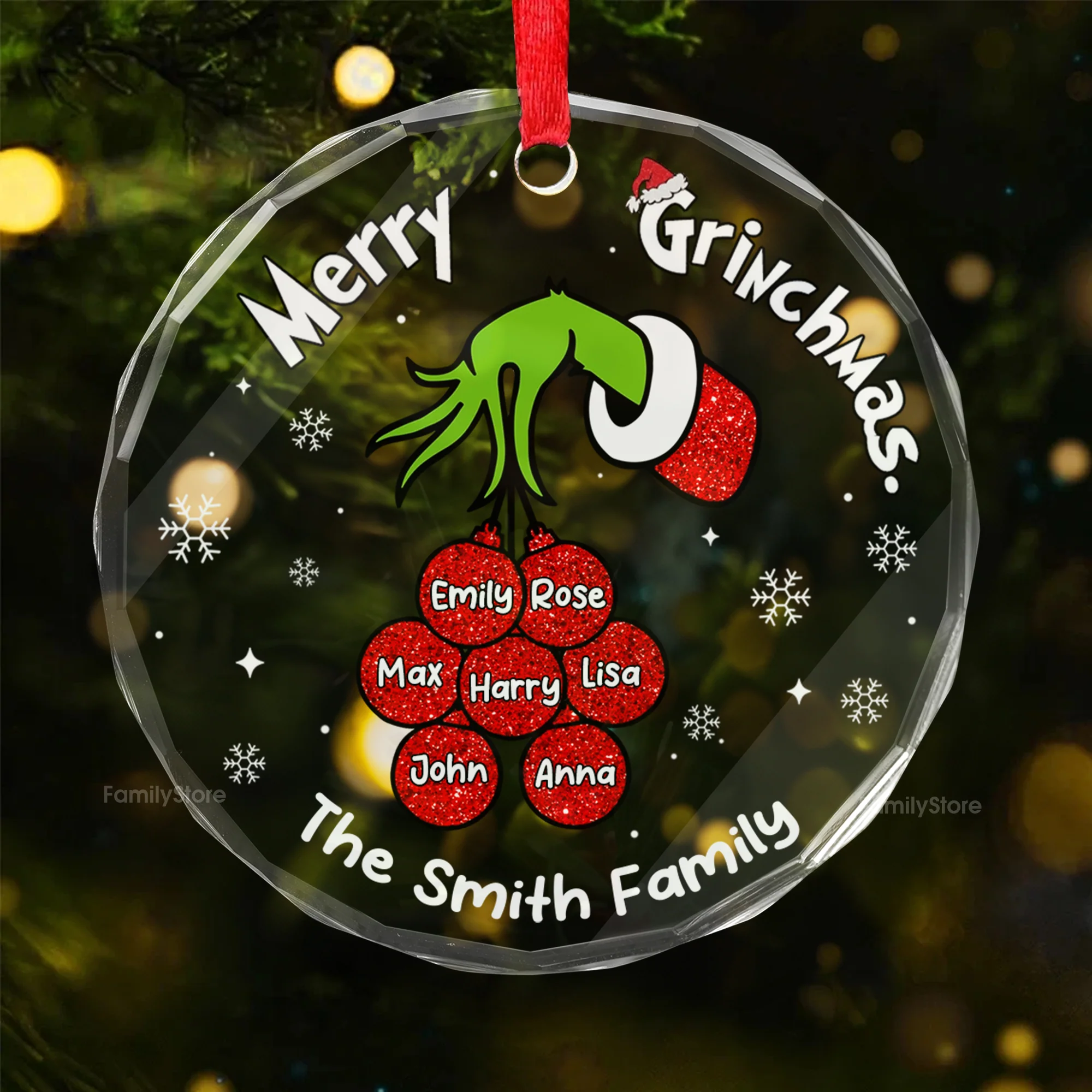 Merry Green Mas Let's Make A Heart - Gift For Family Members - Personalized Glass Ornament NA94
