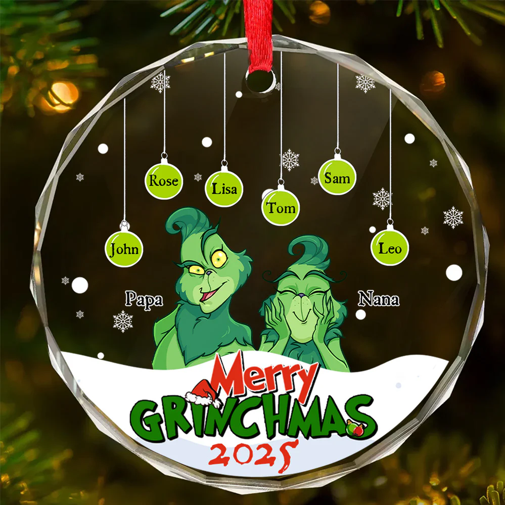 Merry Green Mas We Are Crew - Gift For Family - Personalized Glass Ornament - CL27 NA94 - Image 2