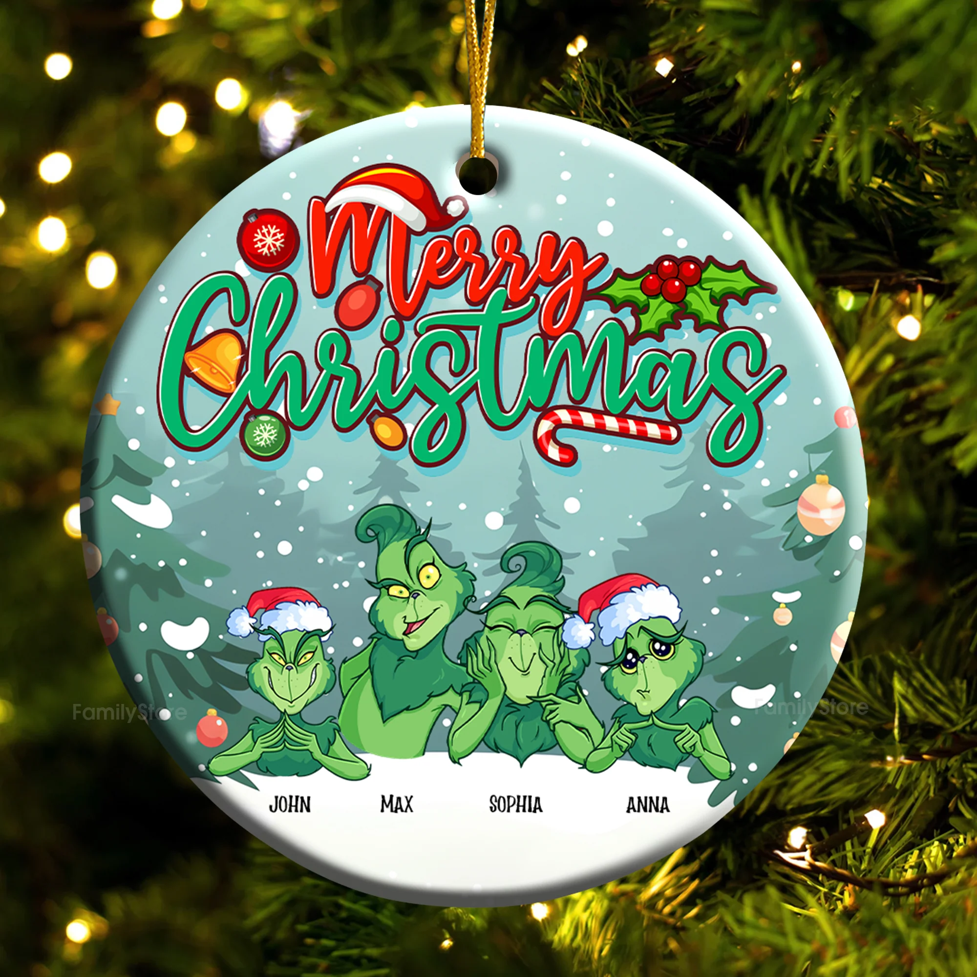 Grinch Merry Greenmas We Are Ready - Gift For Family - Personalized Ceramic Ornament - CL27 NA94