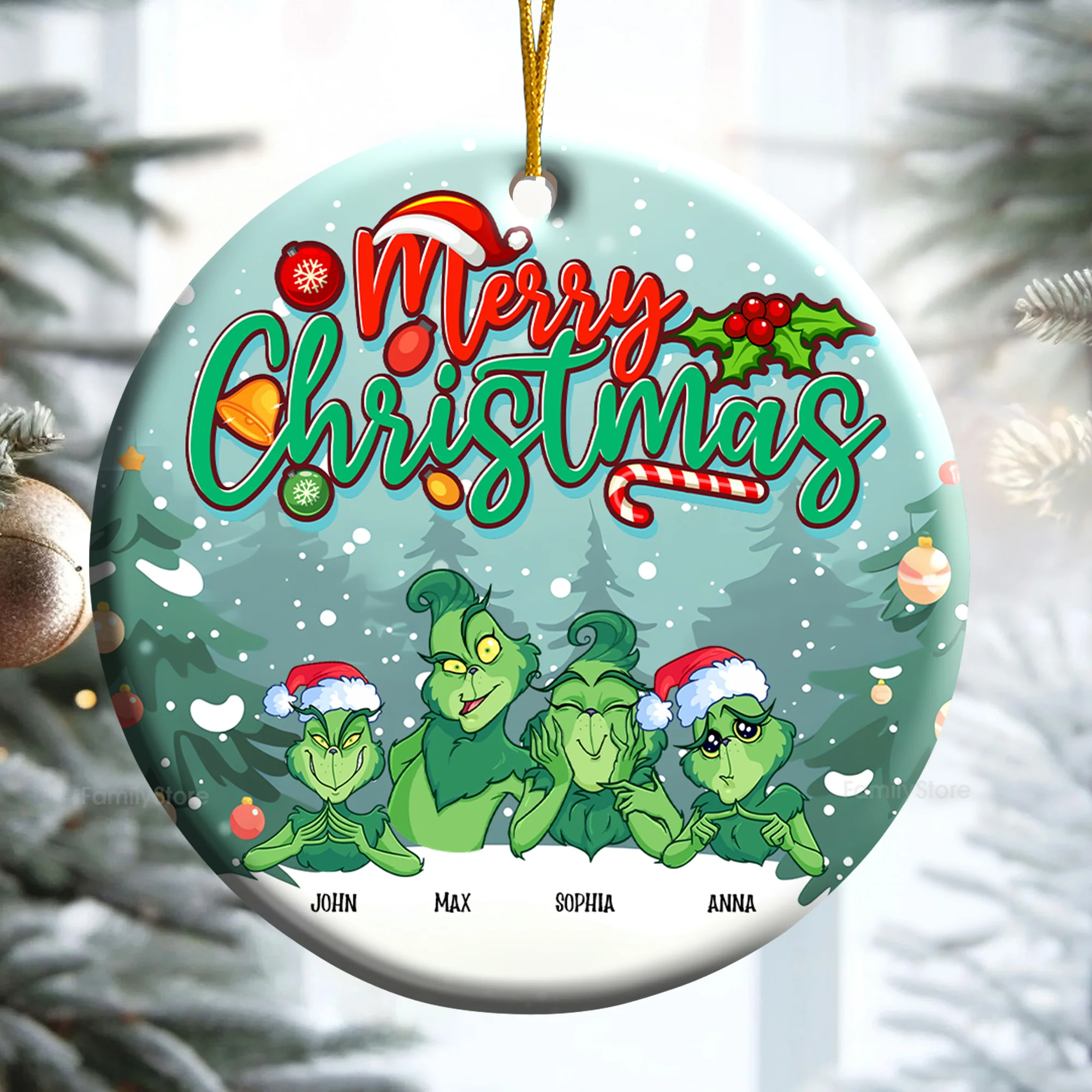 Grinch Merry Greenmas We Are Ready - Gift For Family - Personalized Ceramic Ornament - CL27 NA94 - Image 3