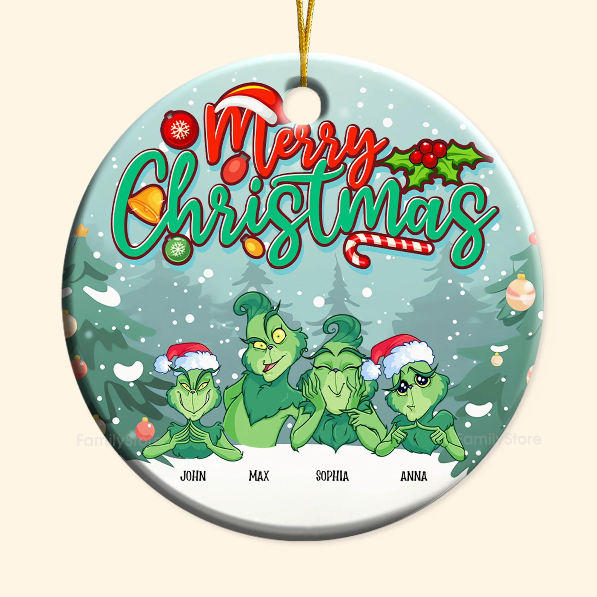 Grinch Merry Greenmas We Are Ready - Gift For Family - Personalized Ceramic Ornament - CL27 NA94 - Image 6