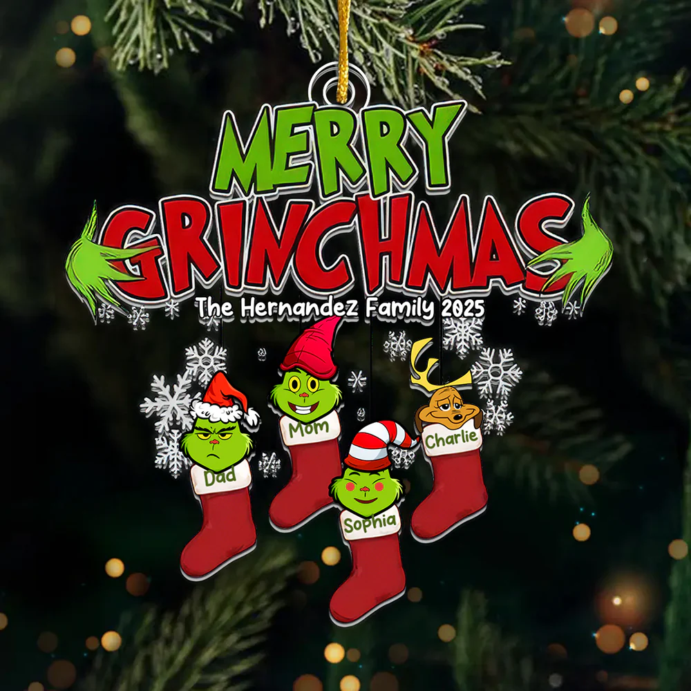Merry Grinchmas Hohoho - Gift For Family Members - Personalized Acrylic Ornament  - CL42 NA94
