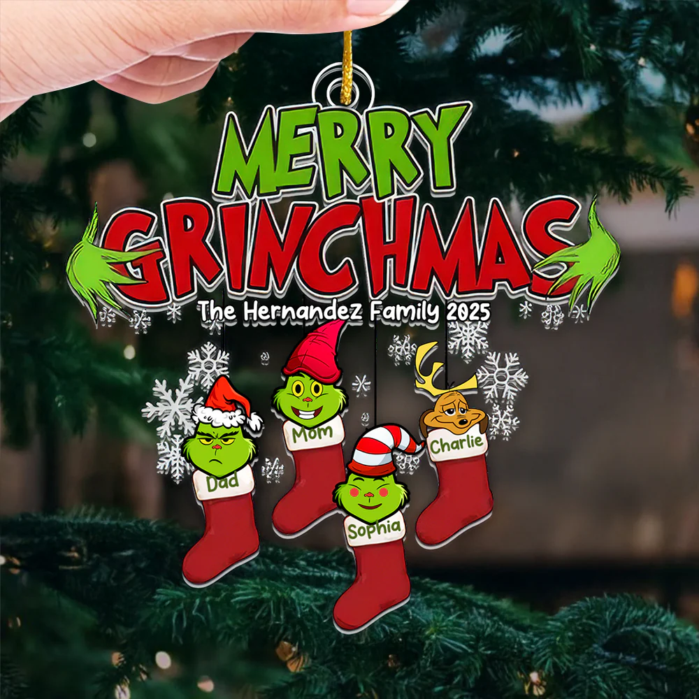 Merry Grinchmas Hohoho - Gift For Family Members - Personalized Acrylic Ornament  - CL42 NA94 - Image 3