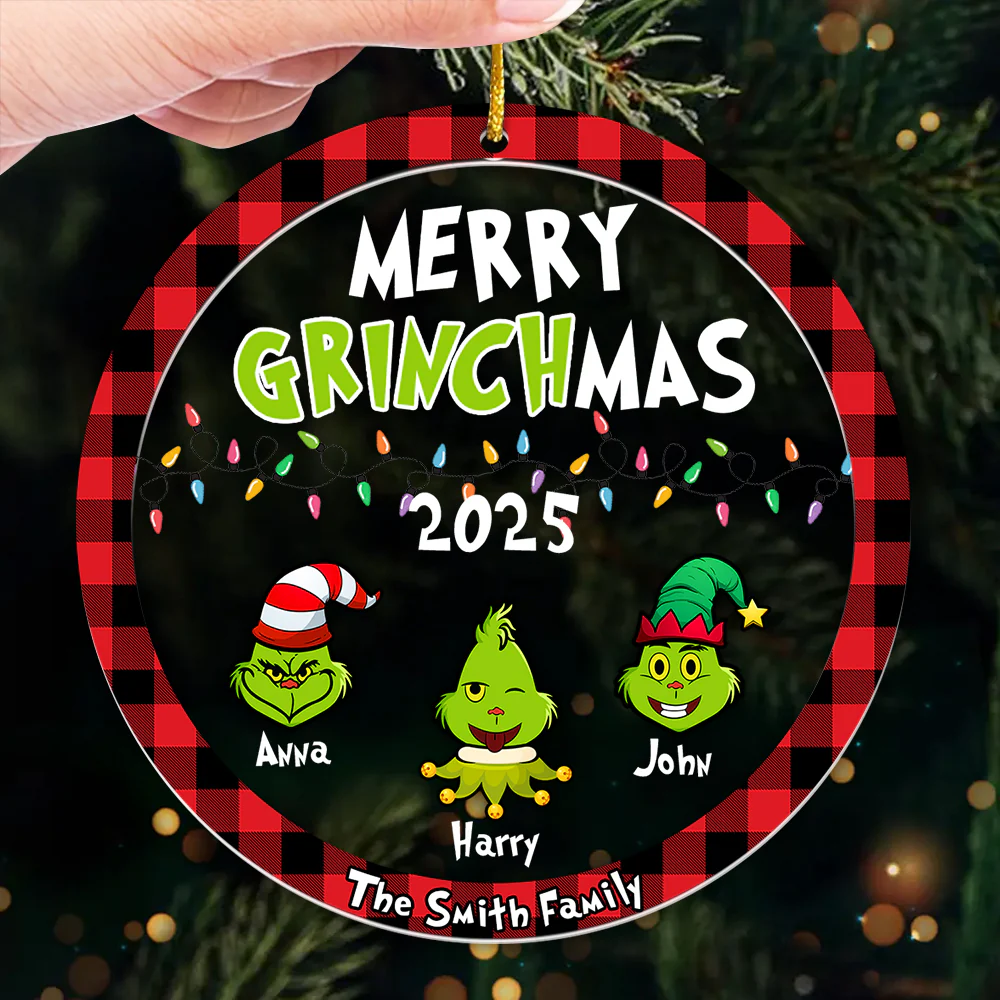 Merry Grinchmas - Personalized Acrylic Ornament - Christmas Gift For Family, Tree Decor | CL42 HH01