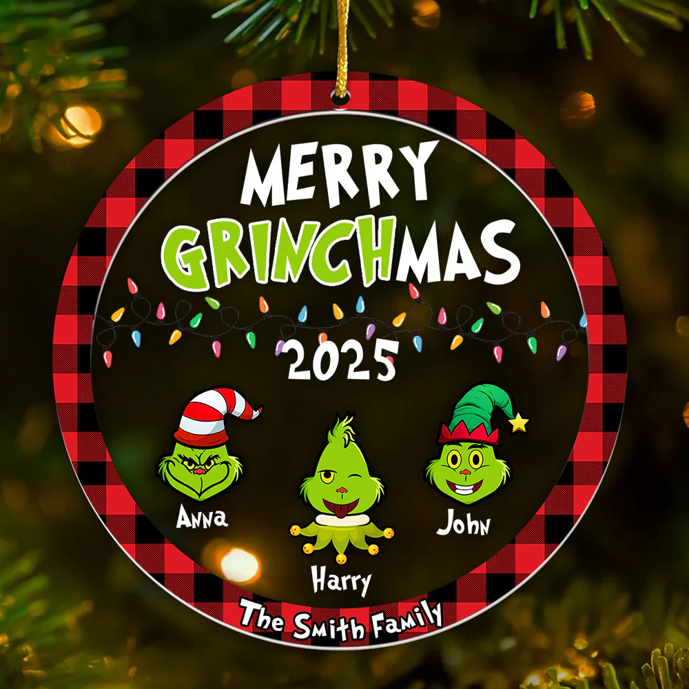 Merry Grinchmas - Personalized Acrylic Ornament - Christmas Gift For Family, Tree Decor | CL42 HH01 - Image 2