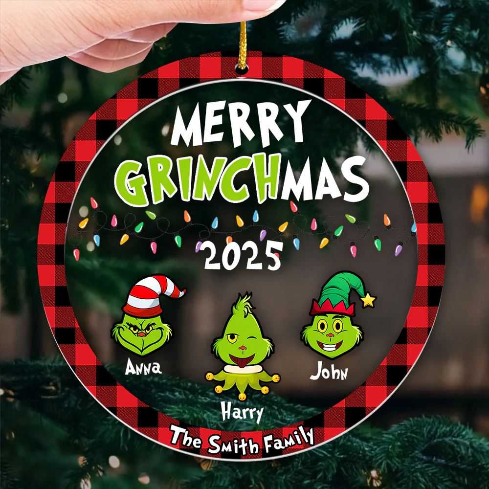 Merry Grinchmas - Personalized Acrylic Ornament - Christmas Gift For Family, Tree Decor | CL42 HH01 - Image 3