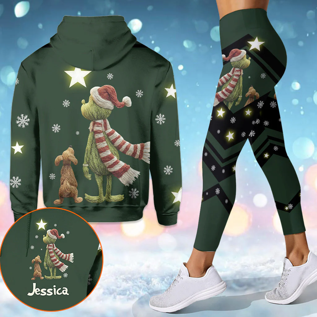 Merry Grinchmas - Personalized Hoodie and Leggings - Christmas Gift For Her HH01