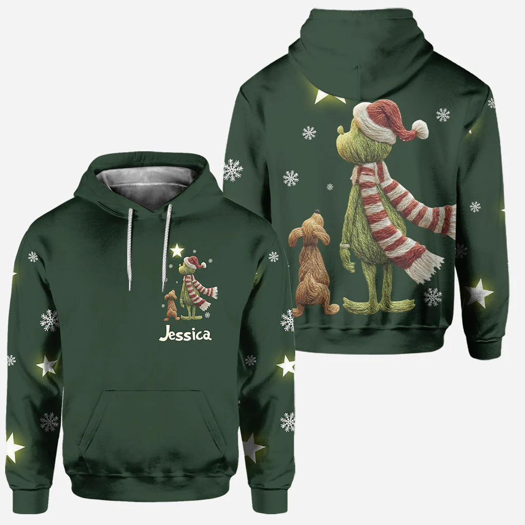 Merry Grinchmas - Personalized Hoodie and Leggings - Christmas Gift For Her HH01 - Image 2