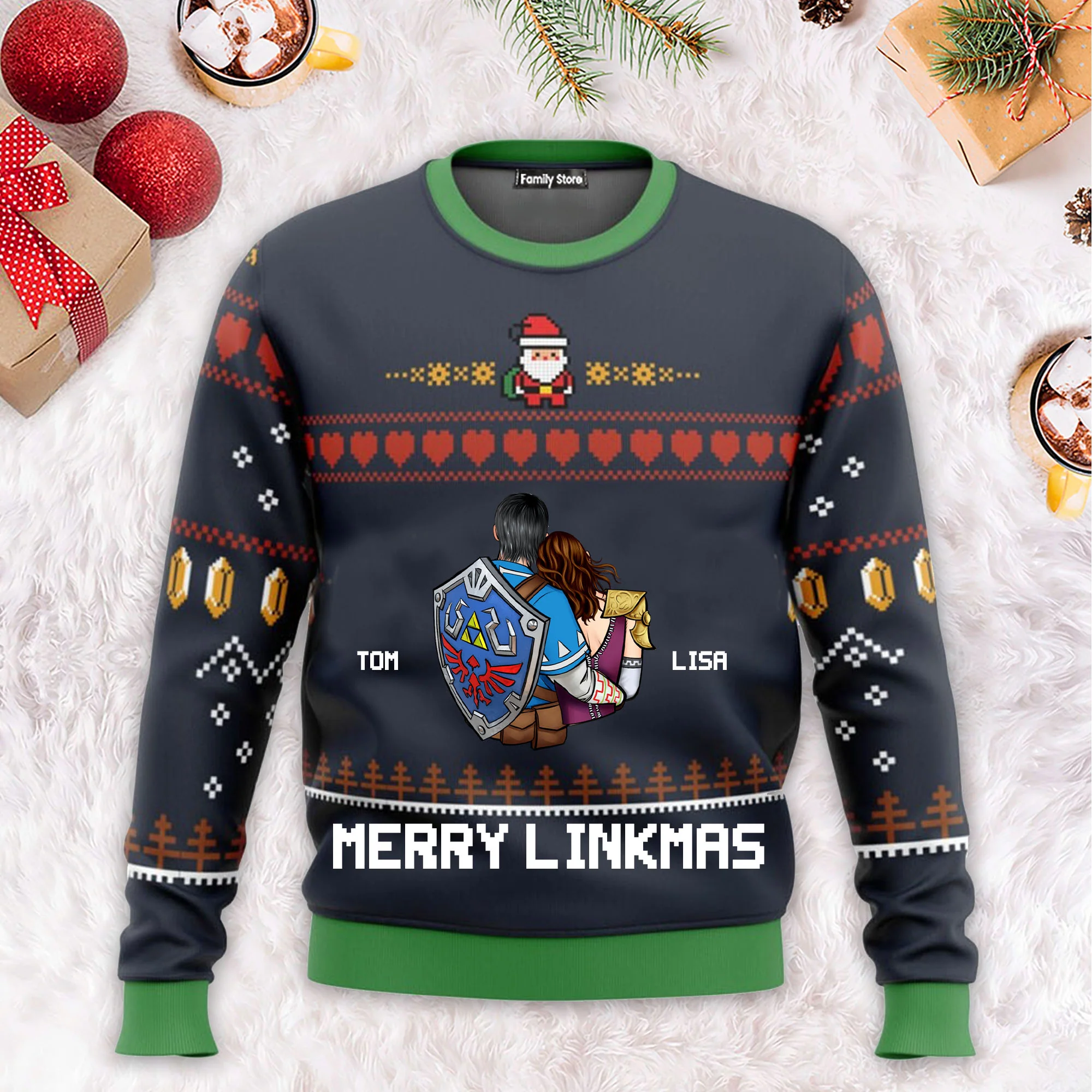 Merry Linkmas Christmas Zelda - Personalized Ugly Sweatshirt - Gift For Couple, Husband Wife, AnniversaryCL32 - Image 2