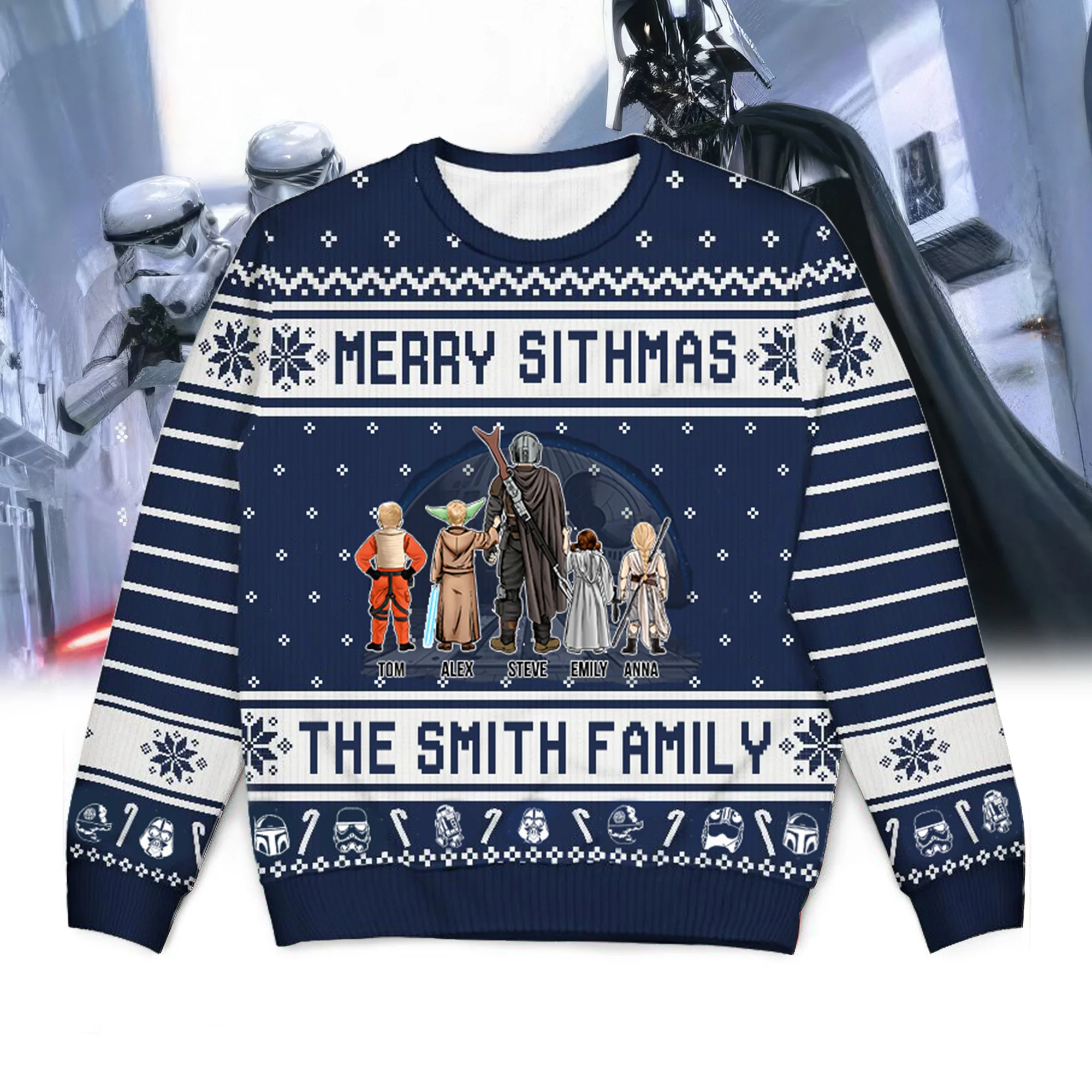 Stwa Merry Sithmas Merry Christmas - Gift for Dad, Grandpa, Husband - Personalized Ugly Sweatshirt - CL08 NA94 - Image 3