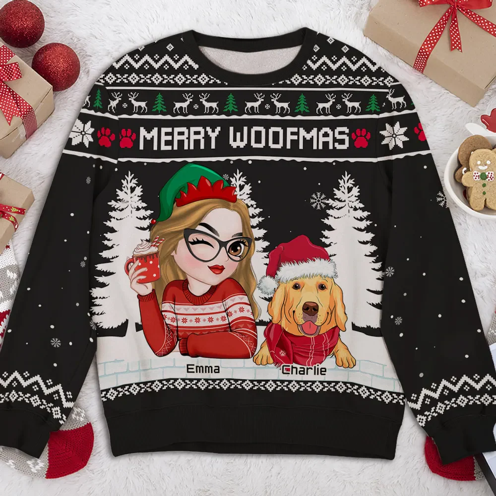 Merry Woofmas To My Mom Dad - Personalized Ugly Sweater - Christmas Gifts For Pet Owners, Pet Lovers | CLP09 CLGOD04 HH01