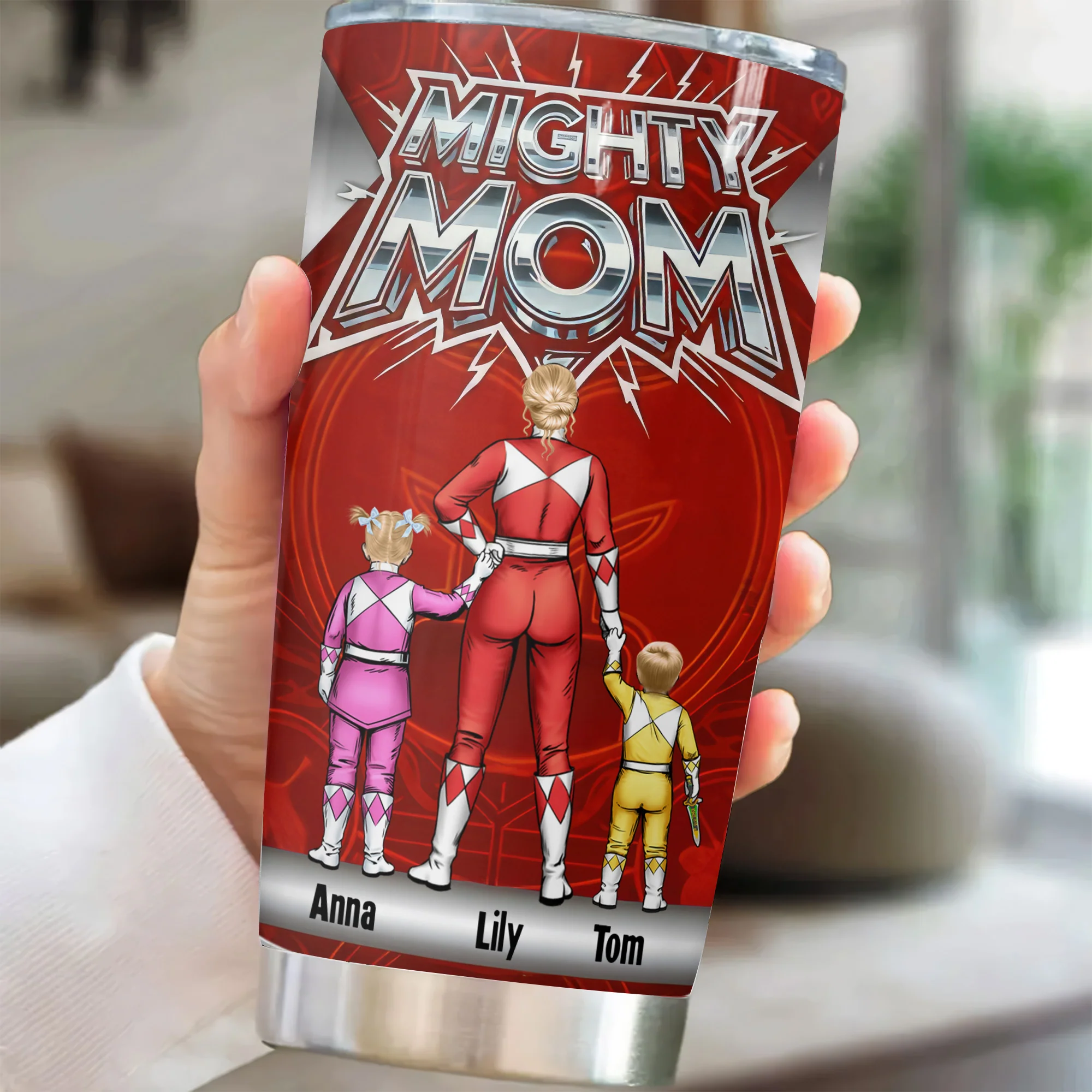 Mighty Mom Super Power - Personalized Stainless Steel Tumbler - Gift For Mom, Mother's Day | CL21 NA94 - Image 3