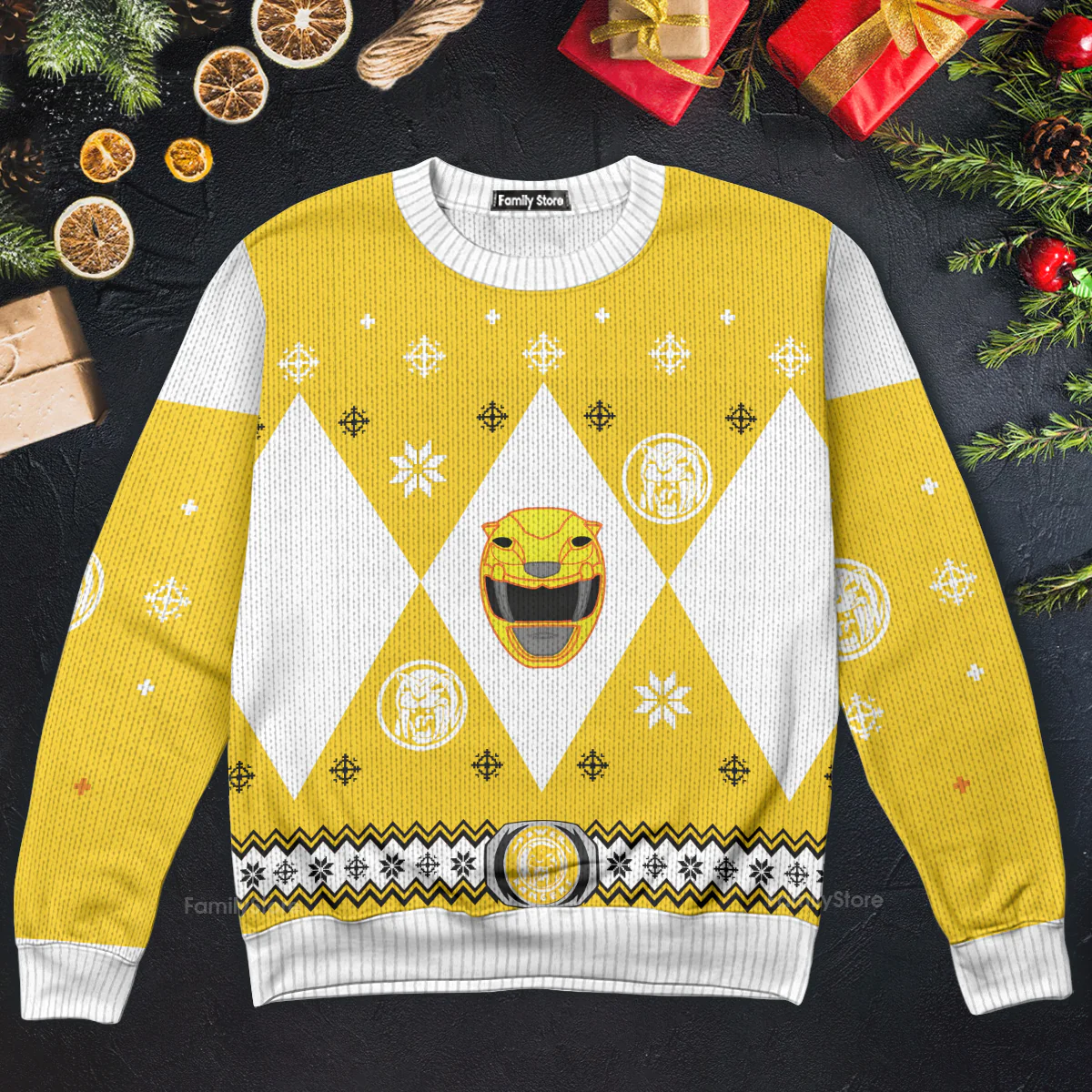 Mighty Morphin Power Rangers Yellow - Costume Cosplay Ugly Christmas Sweater - Image 5