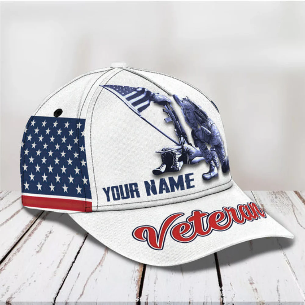 Military Veteran With Kneeling Soldier - Personalized Classic Cap - Patriotic Gift For Veterans | HN02 - Image 2