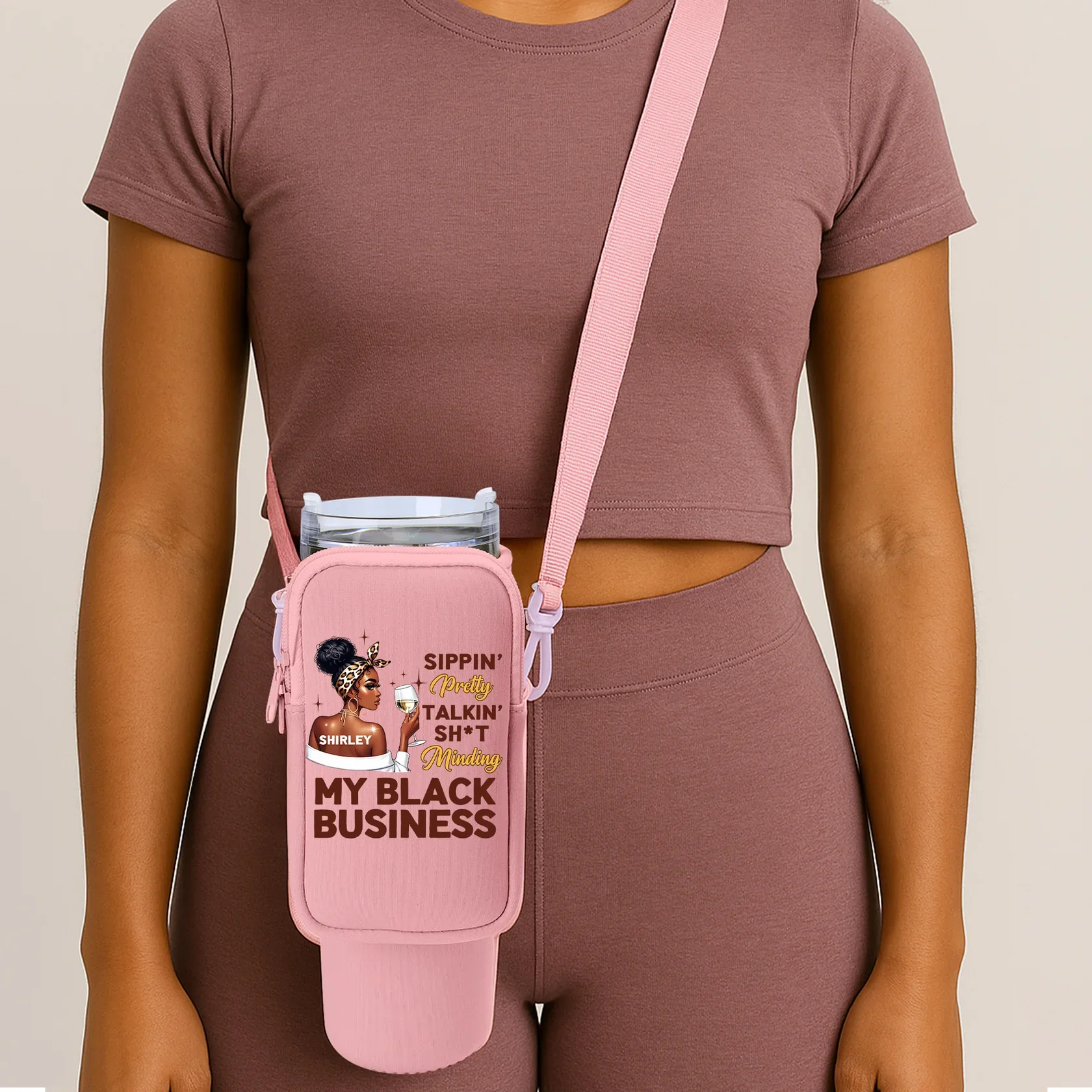 Minding My Black Business - Personalized Tumbler Holder Bag | Custom Name - Image 3