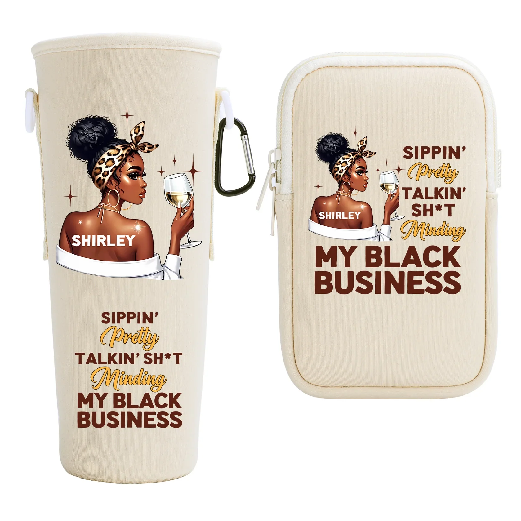 Minding My Black Business - Personalized Tumbler Holder Bag | Custom Name - Image 5