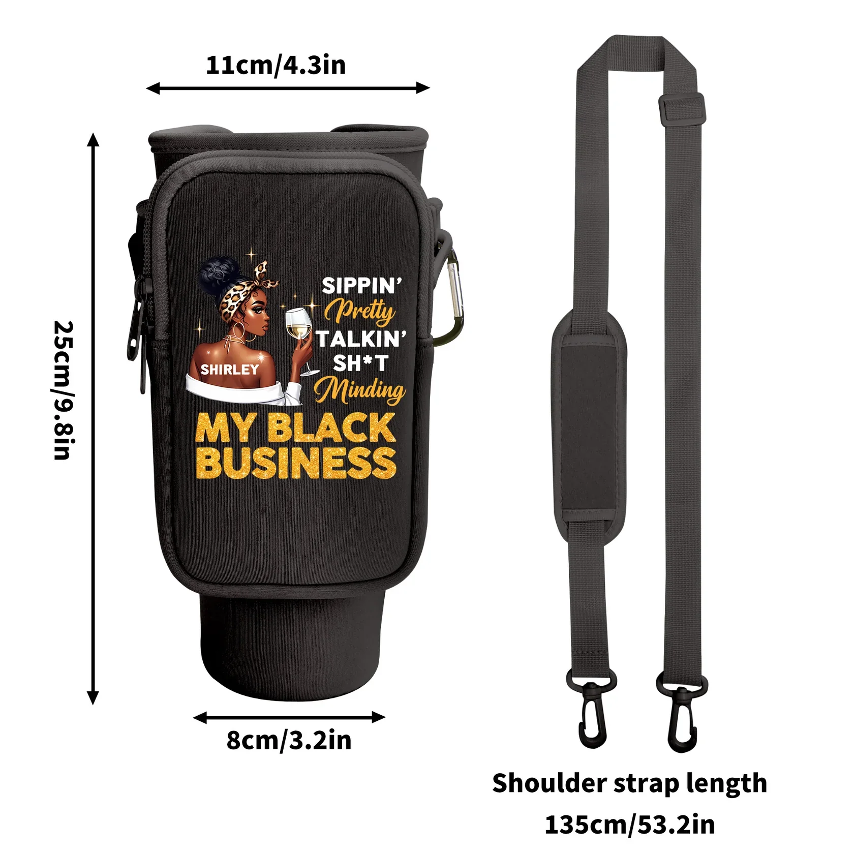 Minding My Black Business - Personalized Tumbler Holder Bag | Custom Name - Image 7