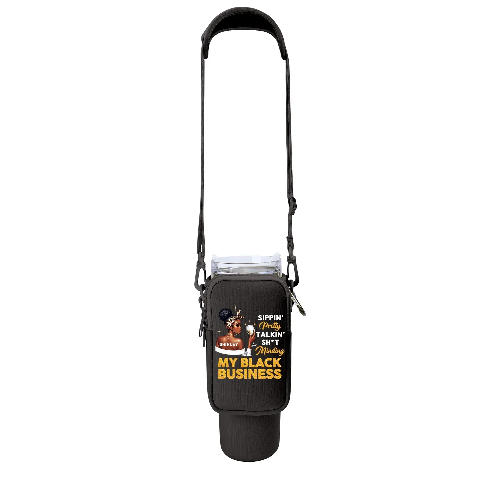 Minding My Black Business - Personalized Tumbler Holder Bag | Custom Name - Image 8