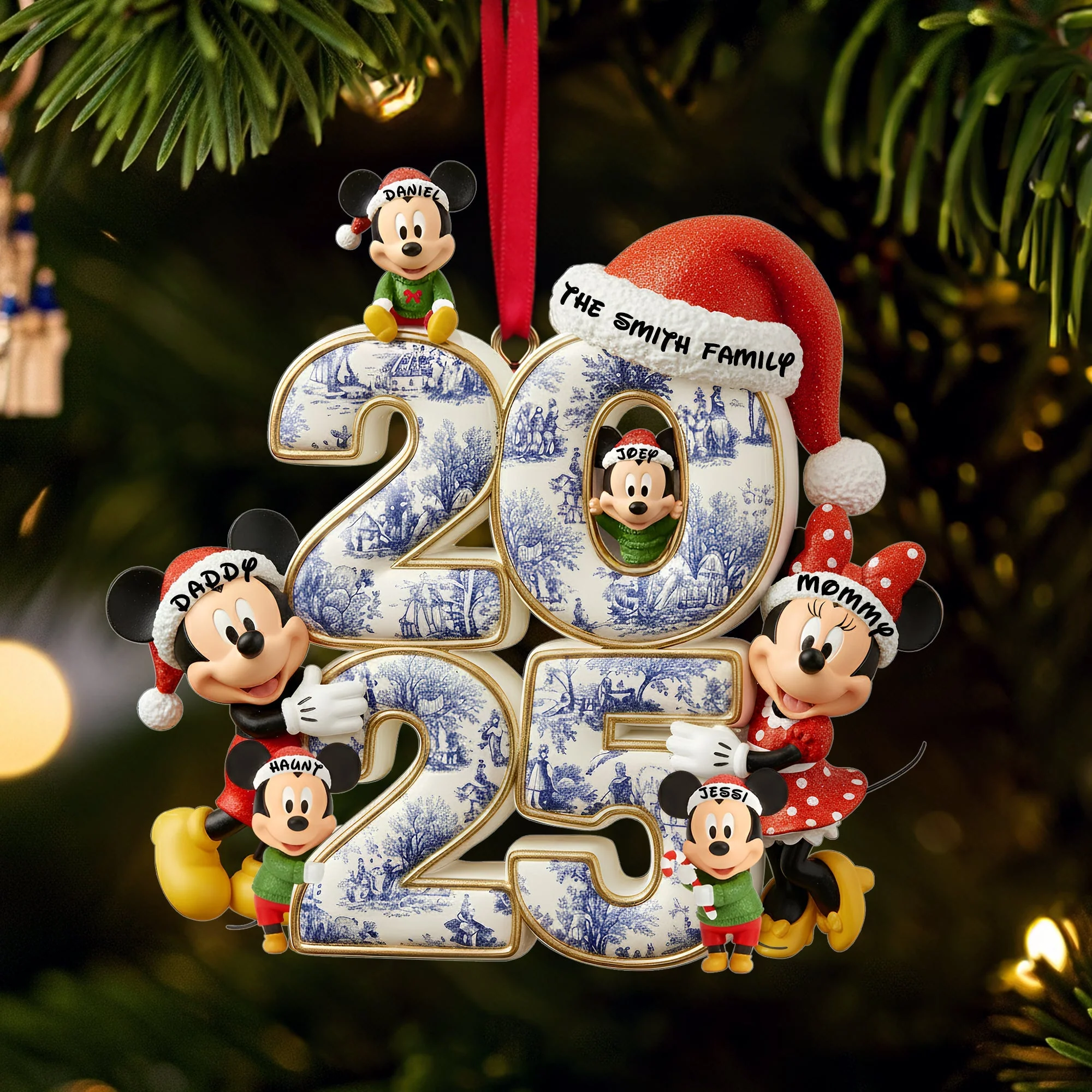 MkMo Adorable Magic Mouse Family Christmas - Personalized Acrylic Ornament - Christmas Gift For Family Members NA94 - Image 3