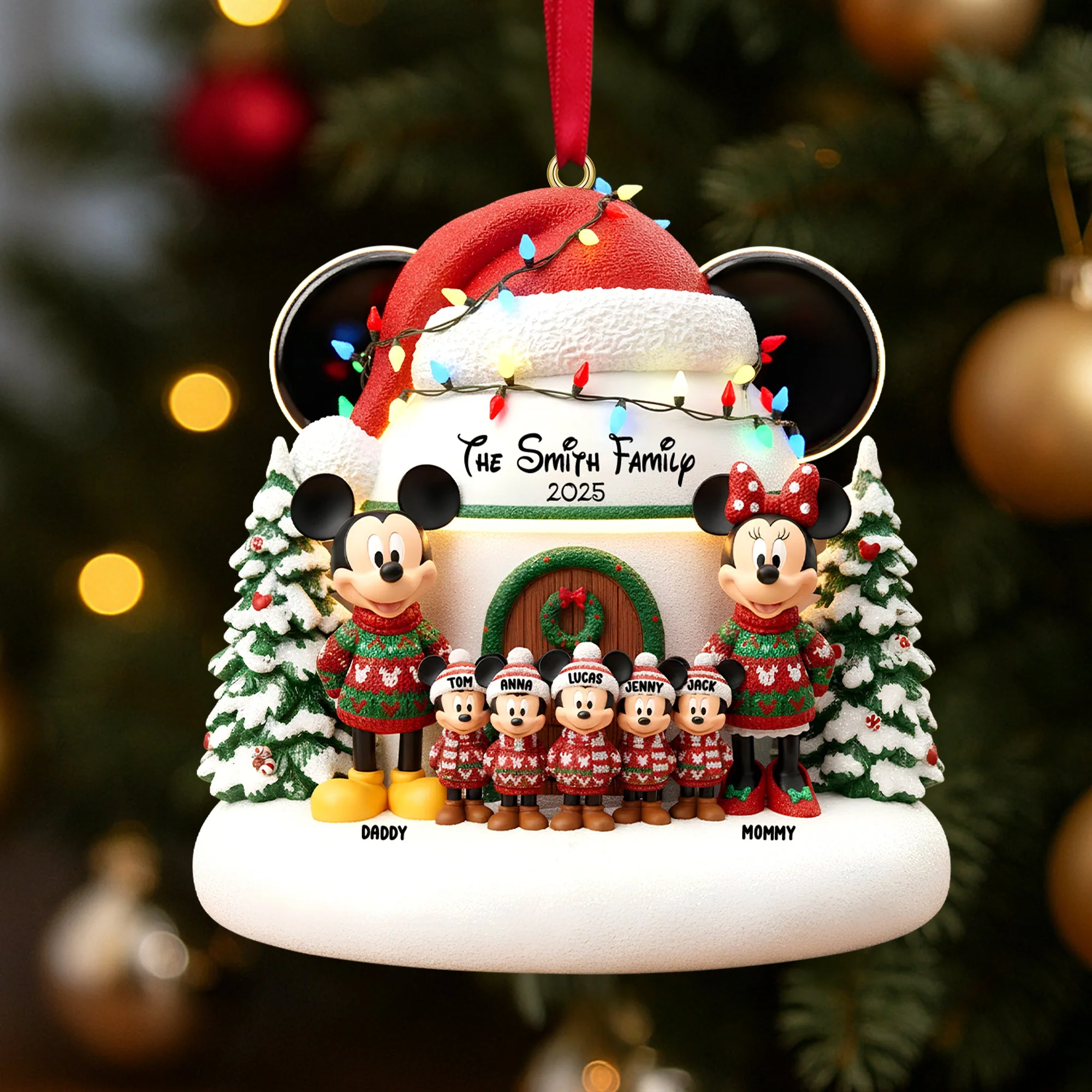 MkMo Cute Magic Mouse Family - Personalized Acrylic Ornament - Christmas Gift For Family Members NA94
