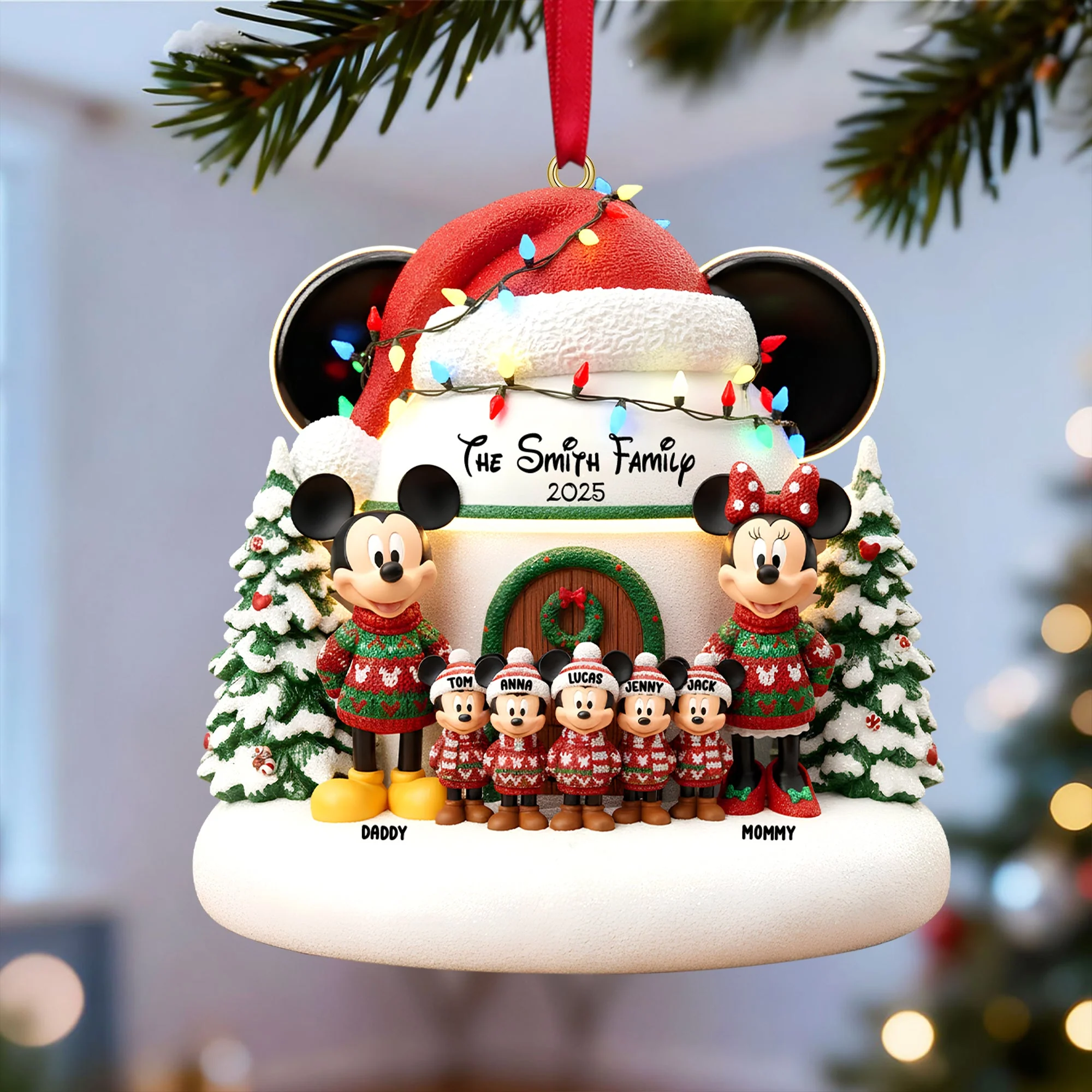 MkMo Cute Magic Mouse Family - Personalized Acrylic Ornament - Christmas Gift For Family Members NA94 - Image 2