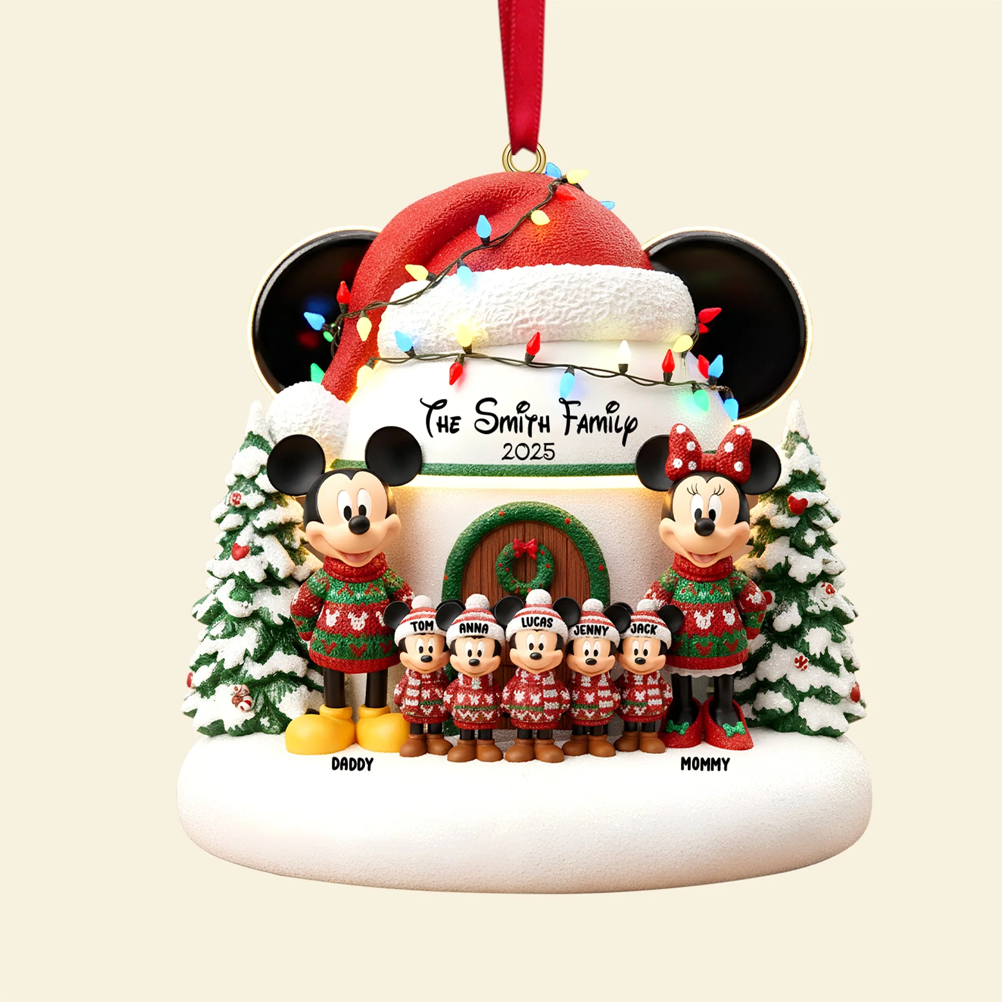 MkMo Cute Magic Mouse Family - Personalized Acrylic Ornament - Christmas Gift For Family Members NA94 - Image 3