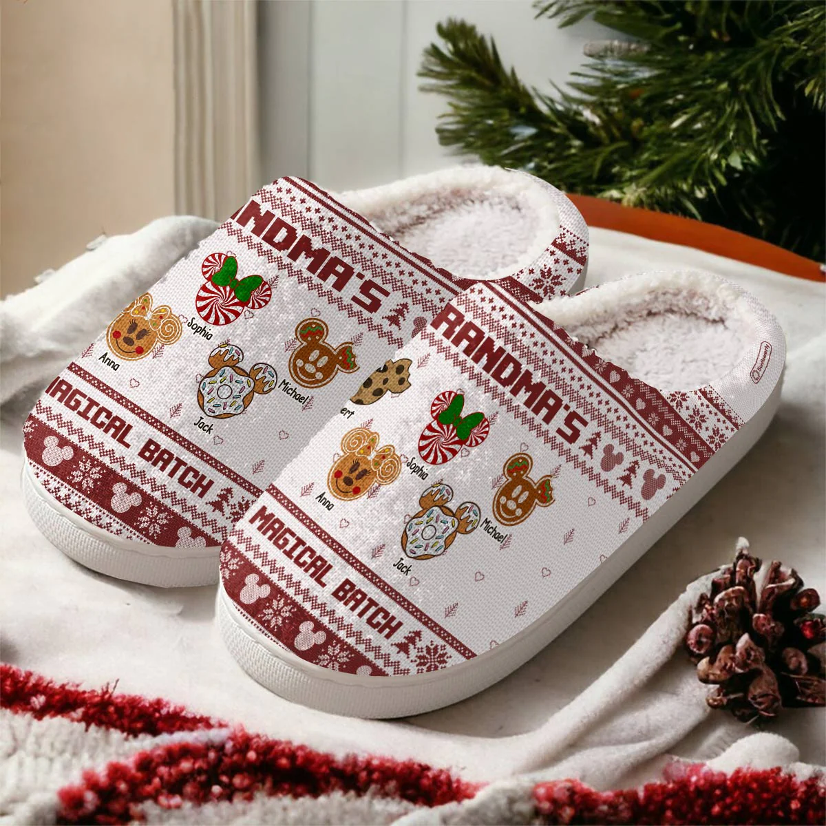 MkMo Grandma’s Magical Batch  - Personalized Slippers - Christmas Gift  For Grandma, Nana NA94