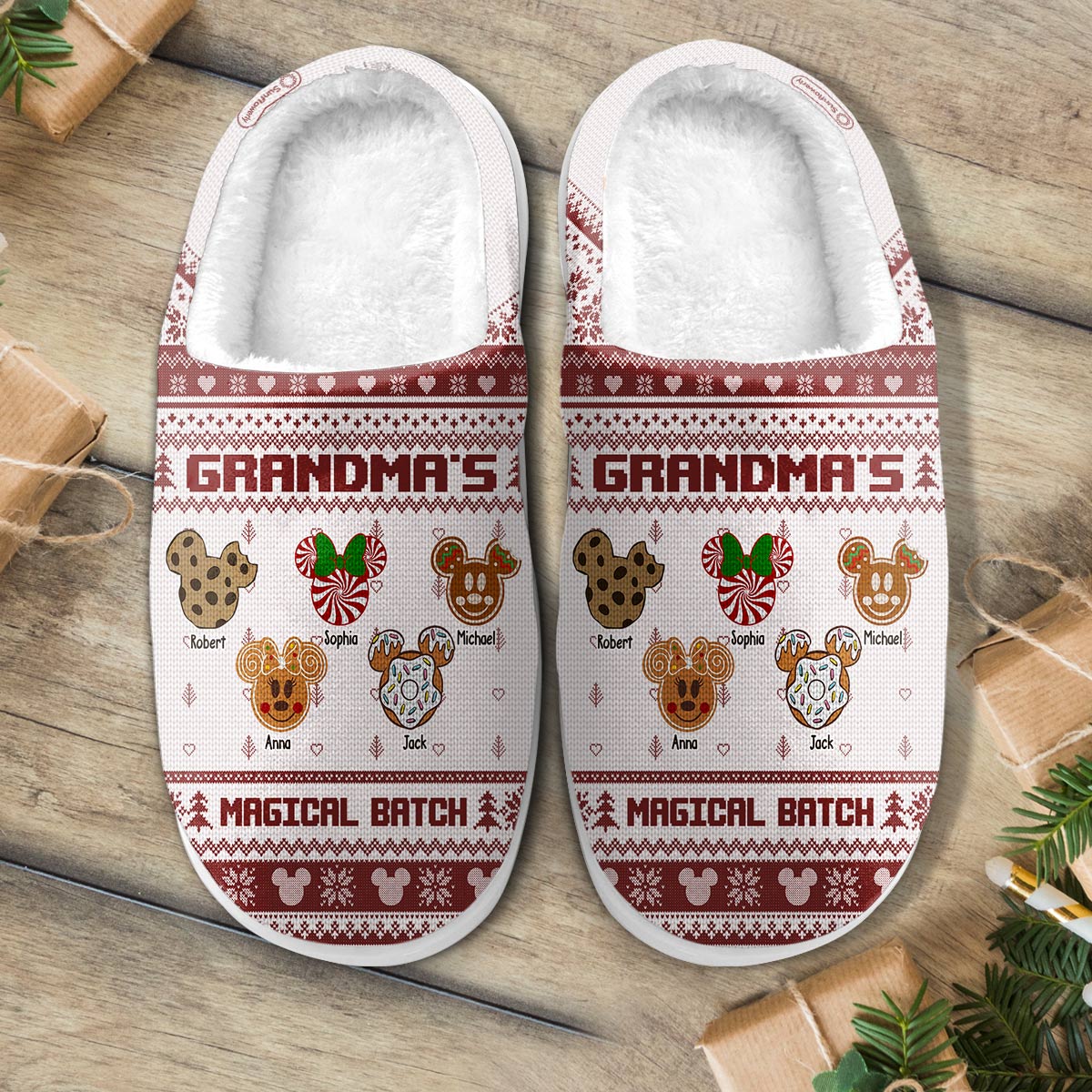 MkMo Grandma’s Magical Batch  - Personalized Slippers - Christmas Gift  For Grandma, Nana NA94 - Image 2