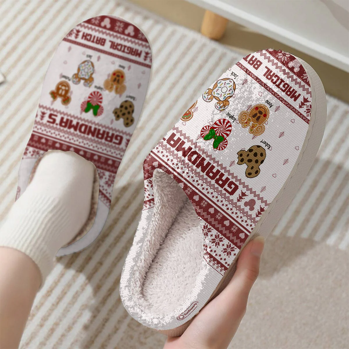 MkMo Grandma’s Magical Batch  - Personalized Slippers - Christmas Gift  For Grandma, Nana NA94 - Image 3