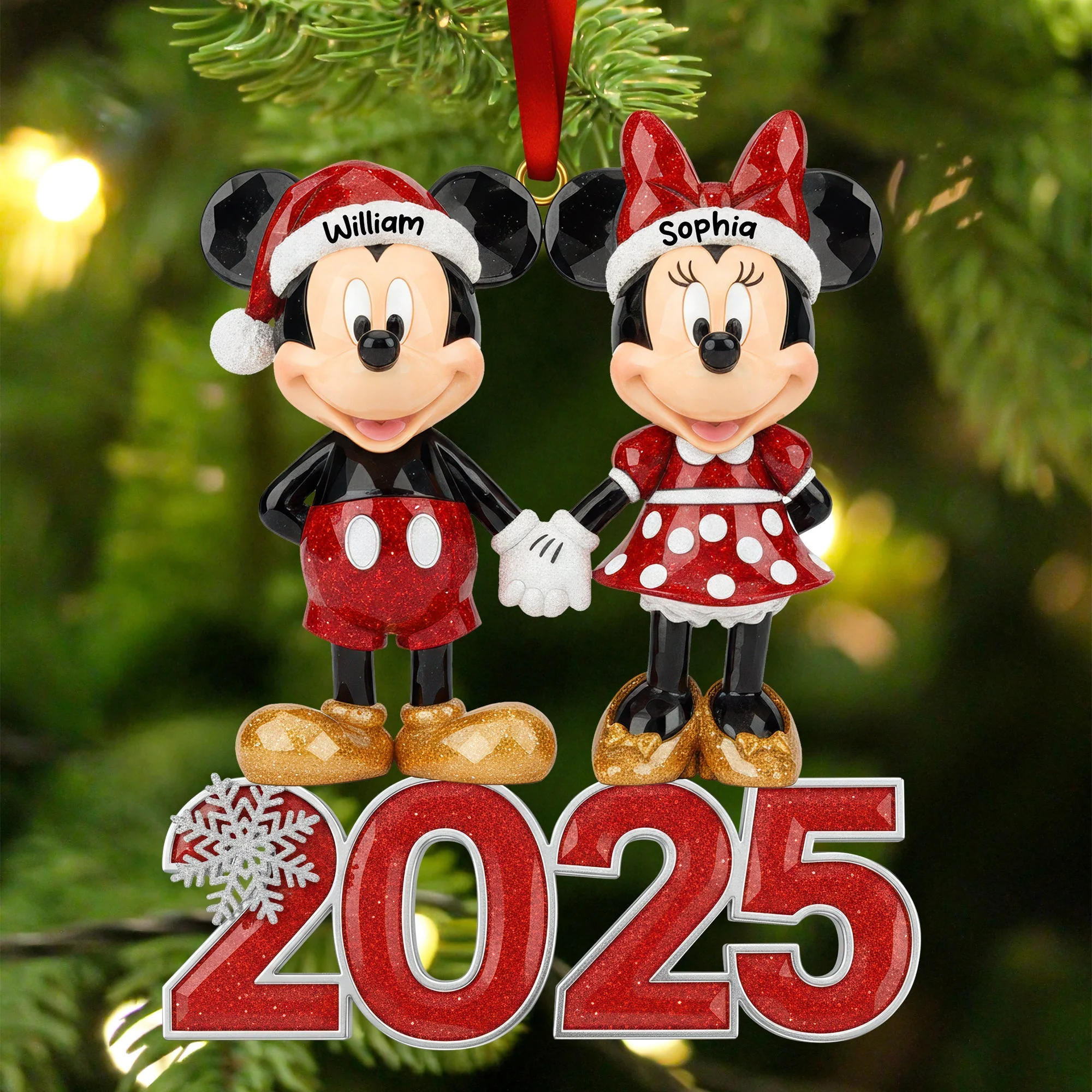 MkMo Magic Mouse 2025 My Dear My Love - Personalized Acrylic Ornament - Christmas Gift For Couple NA94