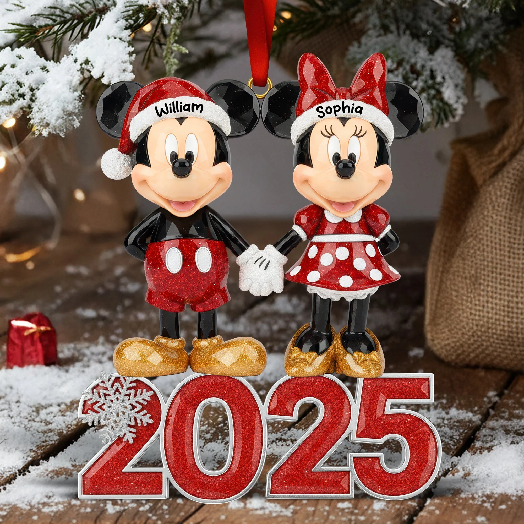 MkMo Magic Mouse 2025 My Dear My Love - Personalized Acrylic Ornament - Christmas Gift For Couple NA94 - Image 3