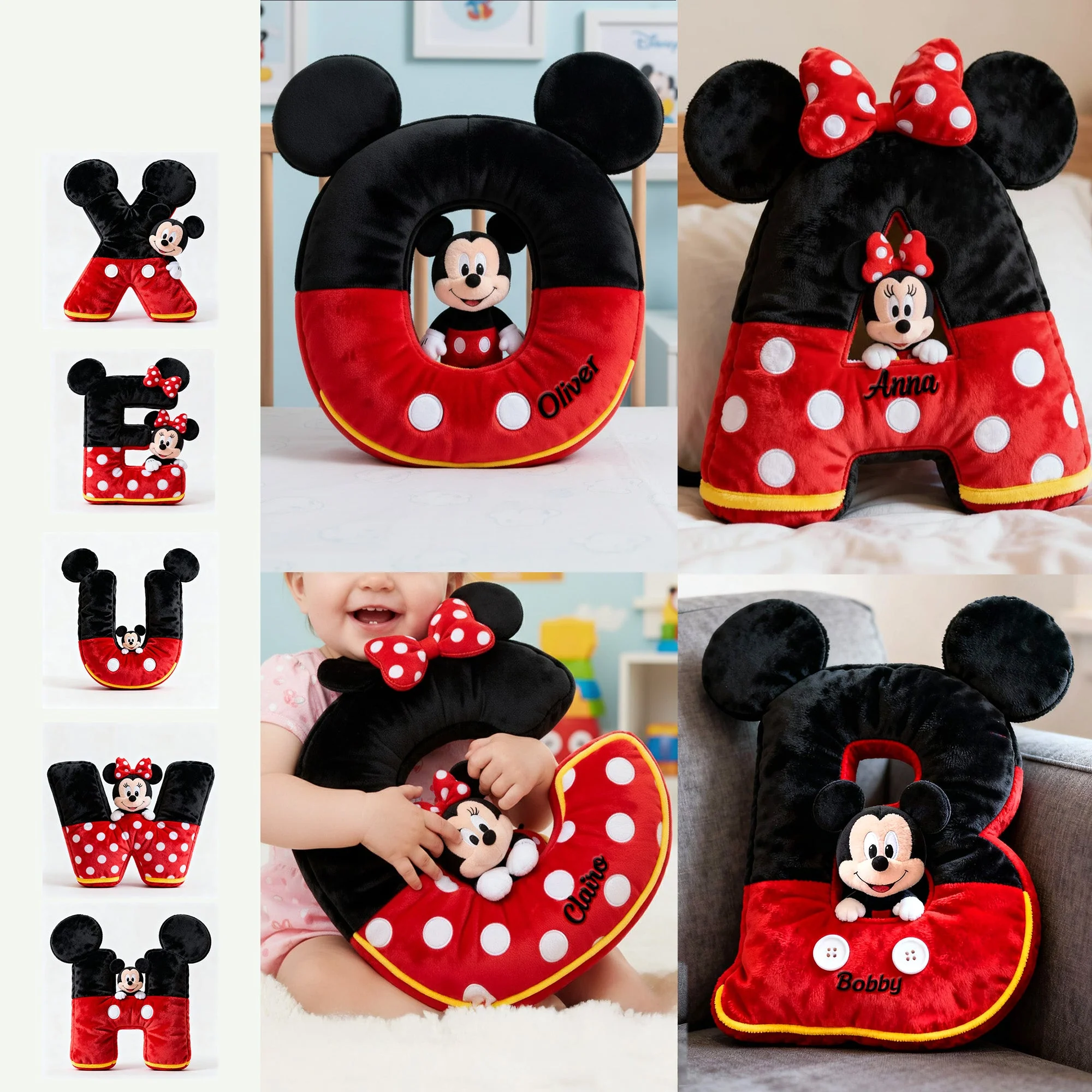 MkMo Magic Mouse Alphabet - Personalized Custom Shape Pillow - Gift For Kids HH01