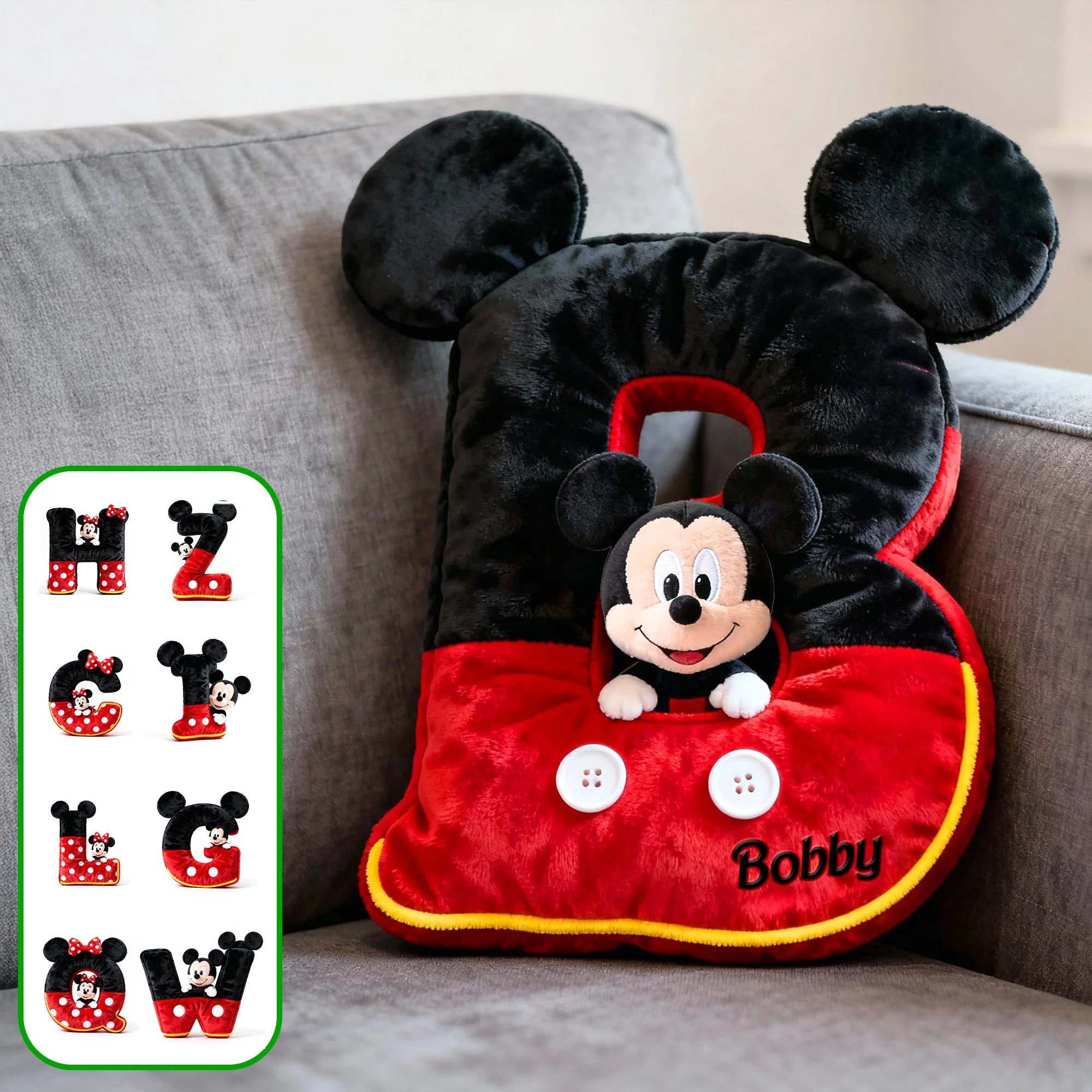 MkMo Magic Mouse Alphabet - Personalized Custom Shape Pillow - Gift For Kids HH01 - Image 2