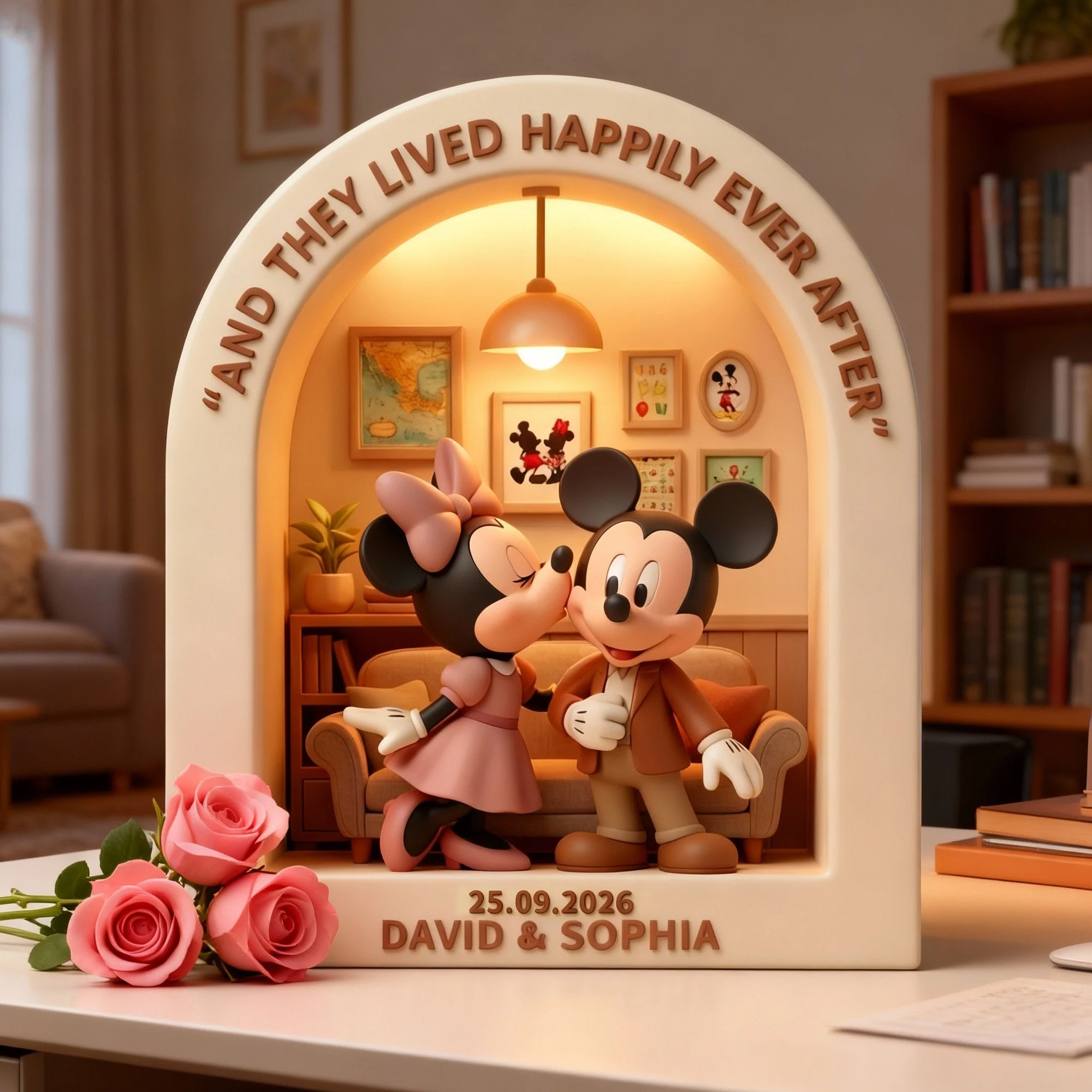 MkMo Magic Mouse And They Lived Happily Ever After - Personalized Custom Shaped Acrylic Plaque - Gift For Couples, Movie Fans NL122