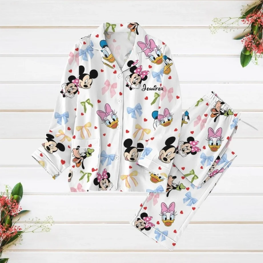 MkMo Magic Mouse Bow Coquette - Personalized Pajamas Set - Gift For Family, Movie Fans NL122 - Image 2