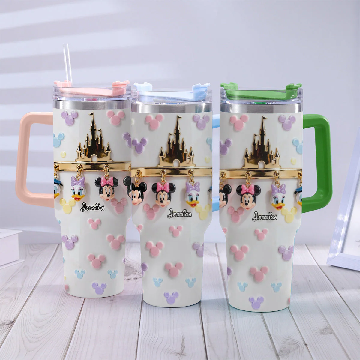 MkMo Magic Mouse Castle - Personalized Tumbler 40oz Cup With Straw - Gift For Movie Fans NL122 - Image 2