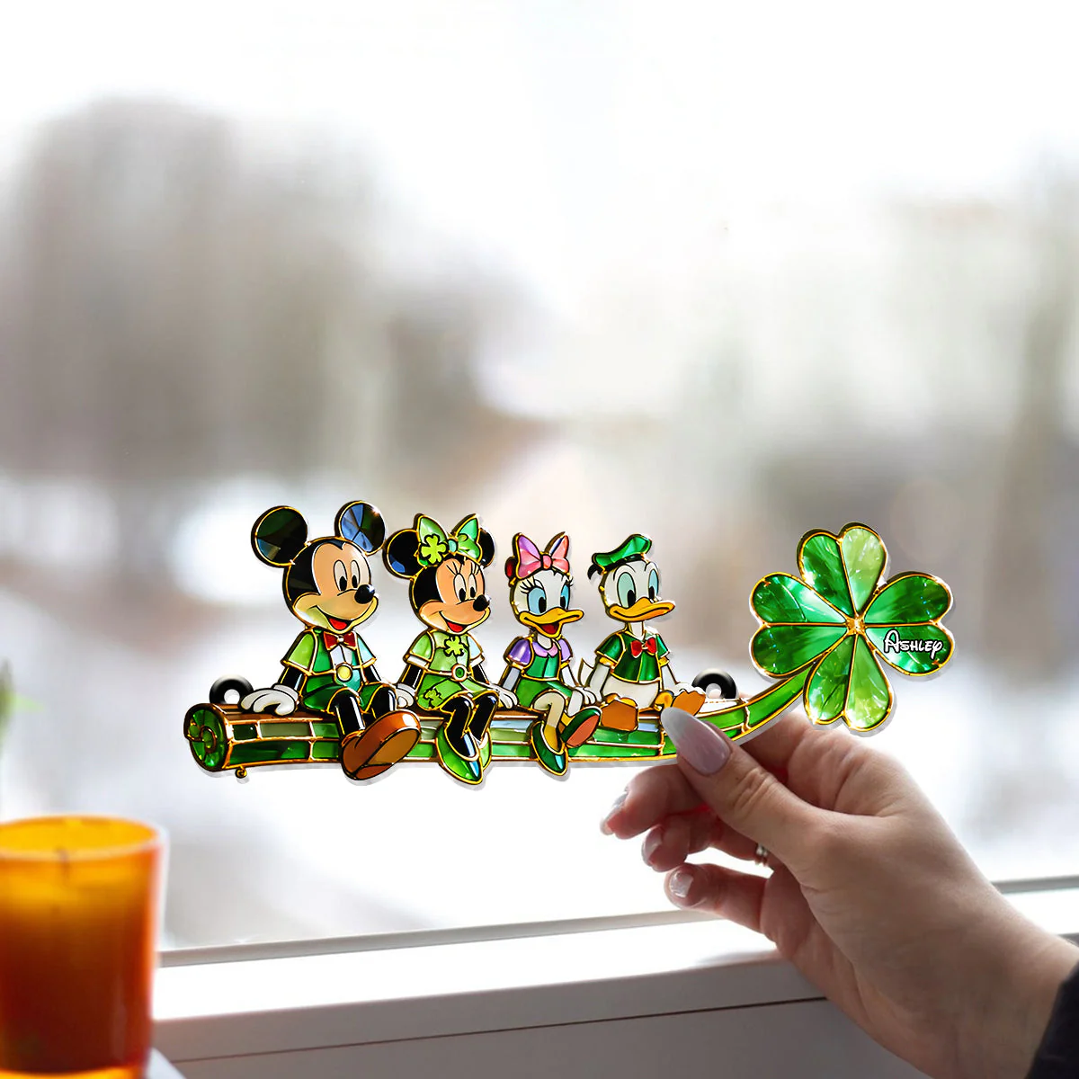 MkMo Magic Mouse Happy St. Patrick's Day - Personalized Window Hanging Suncatcher - Gift For Fan Movies HH01 - Image 5