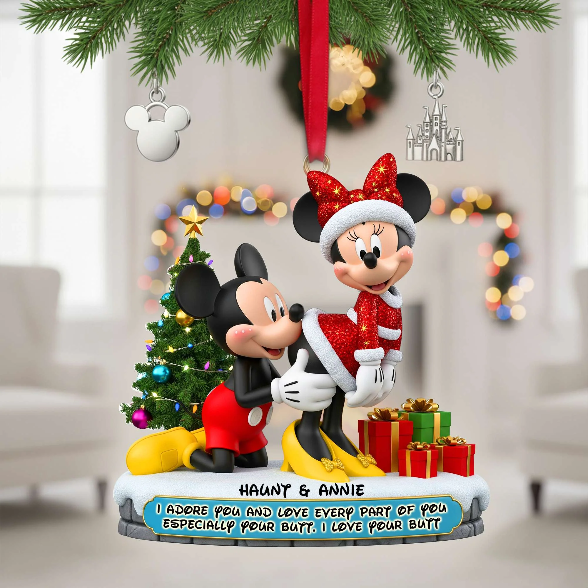 MkMo Magic Mouse I Adore You And Love Every Part Of You - Personalized Acrylic Ornament - Christmas Gift For Couples NA94 - Image 4