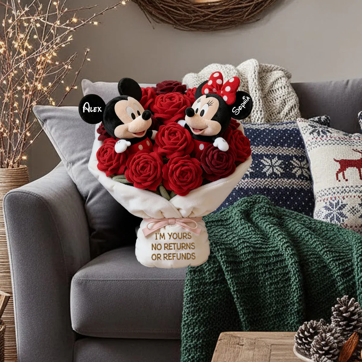 MkMo Magic Mouse I'm Yours No Returns Or Refunds - Personalized Custom Shape Pillow - Gift For Couple, Fan Movies HH01 - Image 4