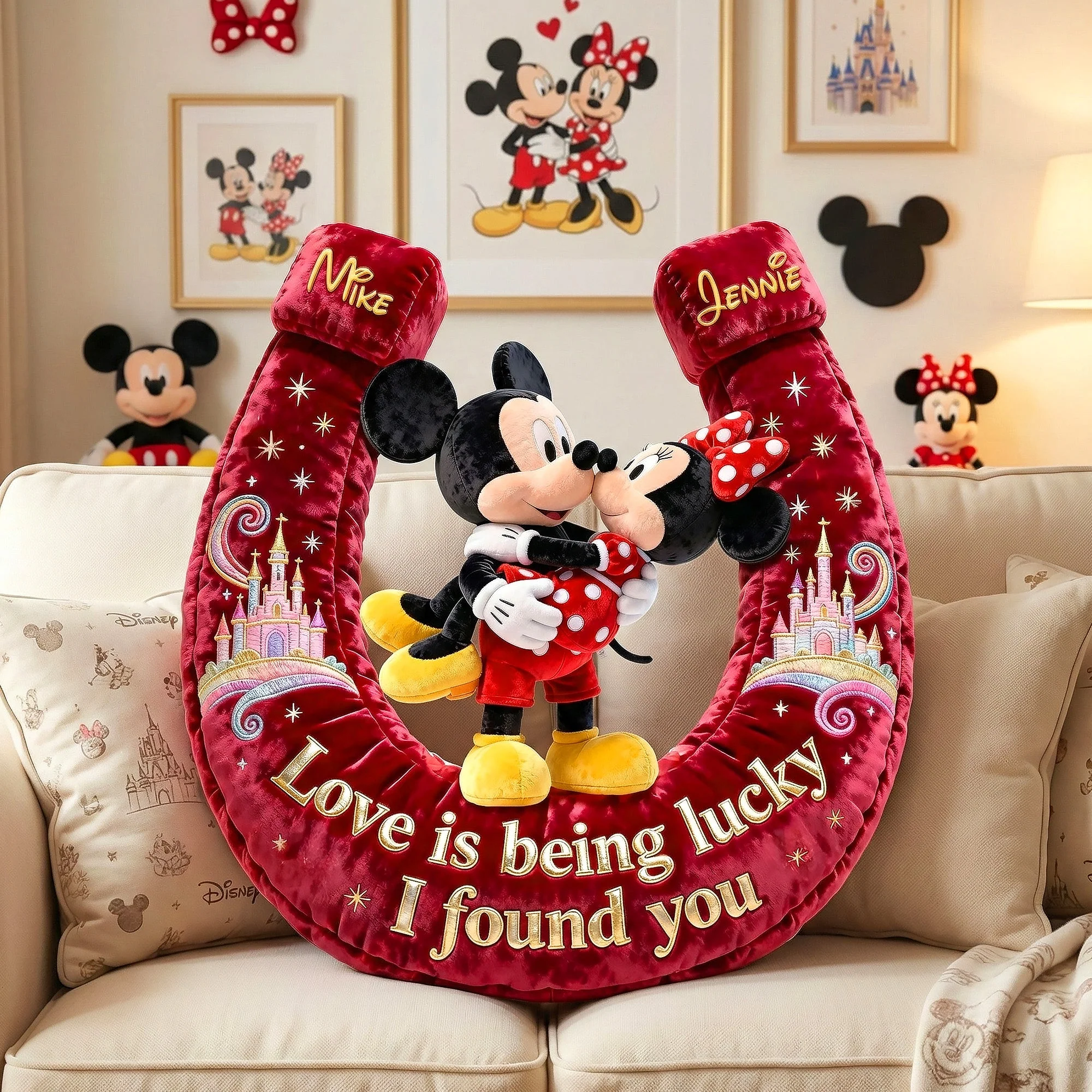 MkMo Magic Mouse Love Is Being Lucky - Personalized Custom Shaped Pillow - Gift For Movie Fans, Couples NL122