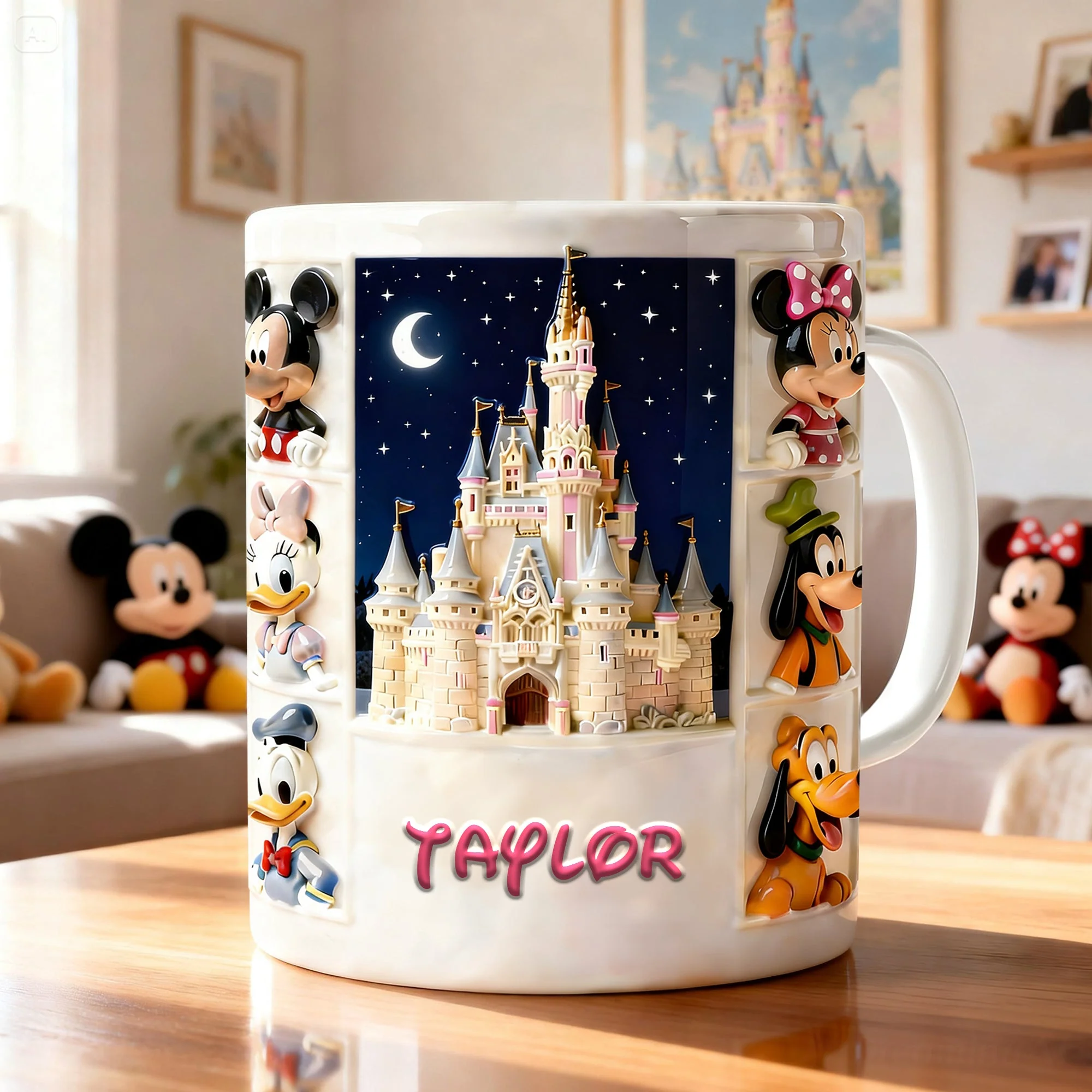 MkMo Magic Mouse Magic Castle With Friends - Personalized White Edge-To-Edge Mug - Gift For Movie Fans NL122
