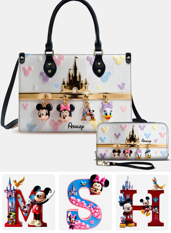MkMo Magic Mouse Magical Castle - Personalized Leather Handbag & Leather Long Wallet - Gift For Her, Movie Fans NL122 - Image 6