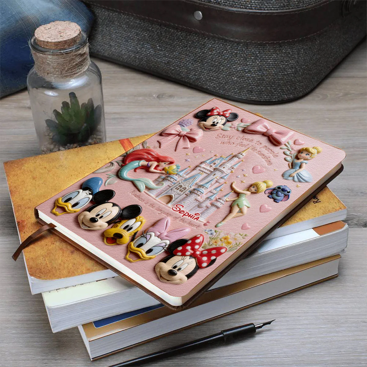 MkMo Magic Mouse Magical Castle - Personalized Leather Journal Notebook - Gift For Her, Movie Fans NL122 - Image 7
