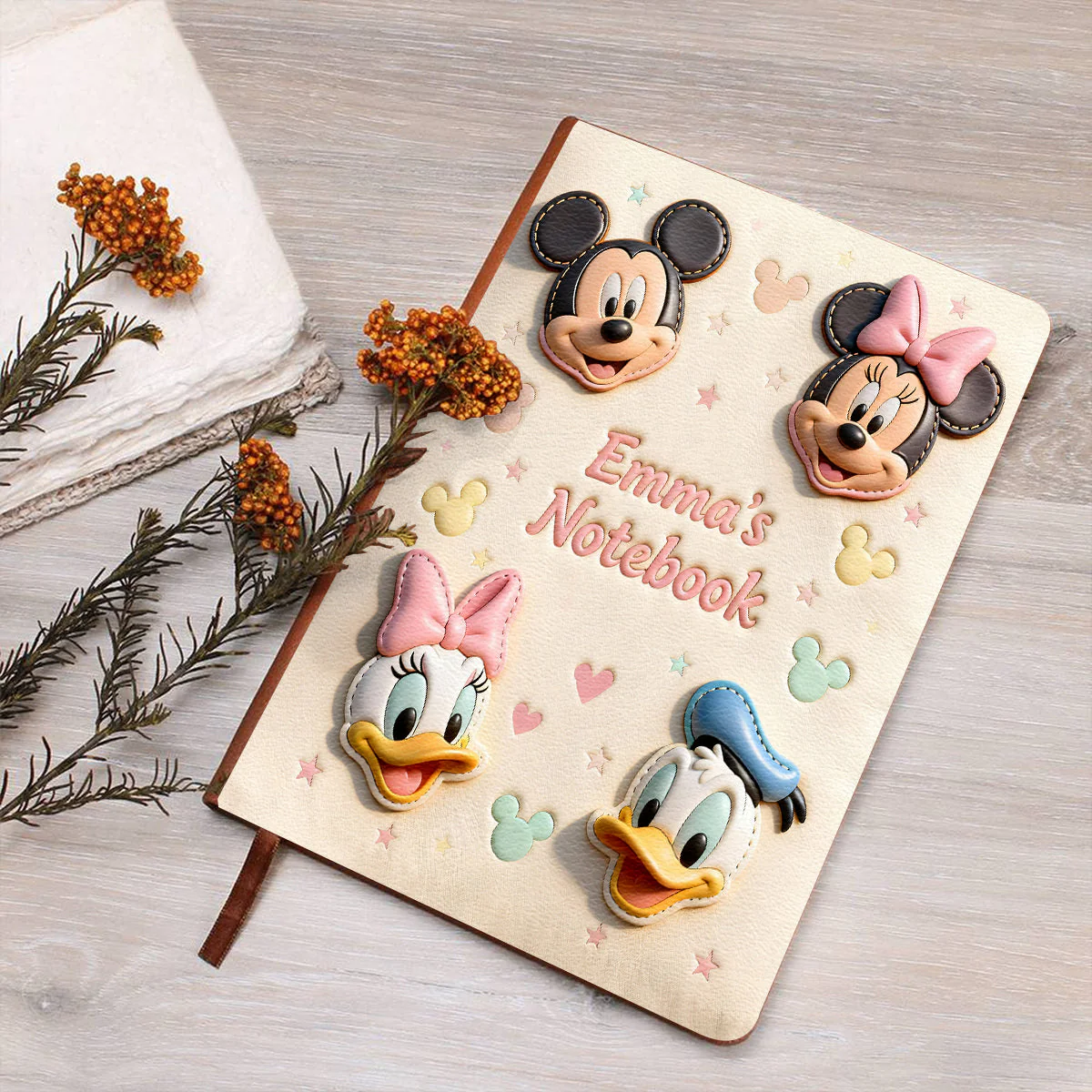 MkMo Magic Mouse Magical Friends - Personalized Leather Notebook - Gift For Her, Movie Fans NL122 - Image 2