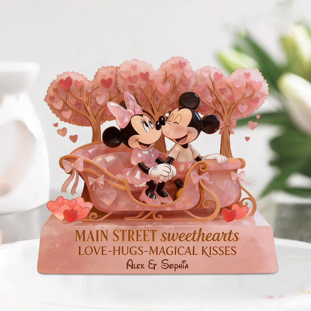 MkMo Magic Mouse Main Street Sweethearts - Personalized Custom Shaped Acrylic Plaque - Gift For Couples, Movie Fans NL122 - Image 3