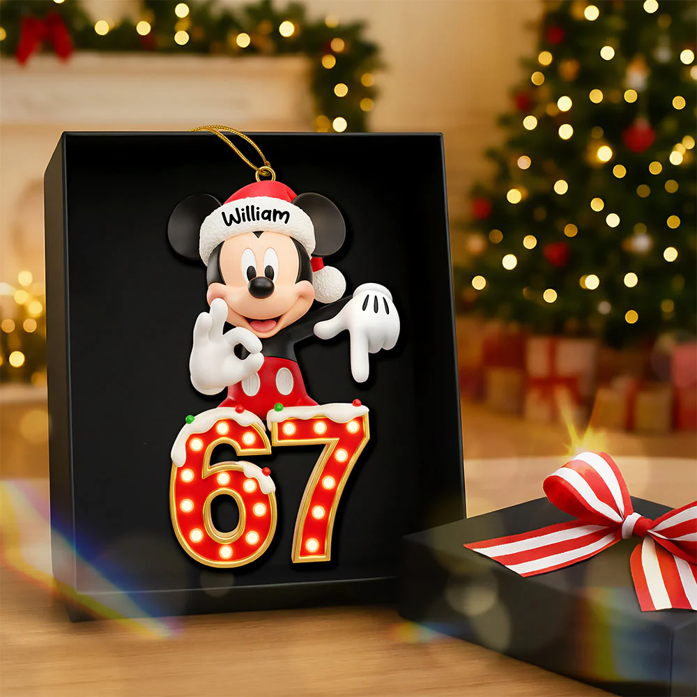 MkMo Magic Mouse Says Six Seven - Personalized Acrylic Ornament - Christmas Gift | HH01 - Image 3
