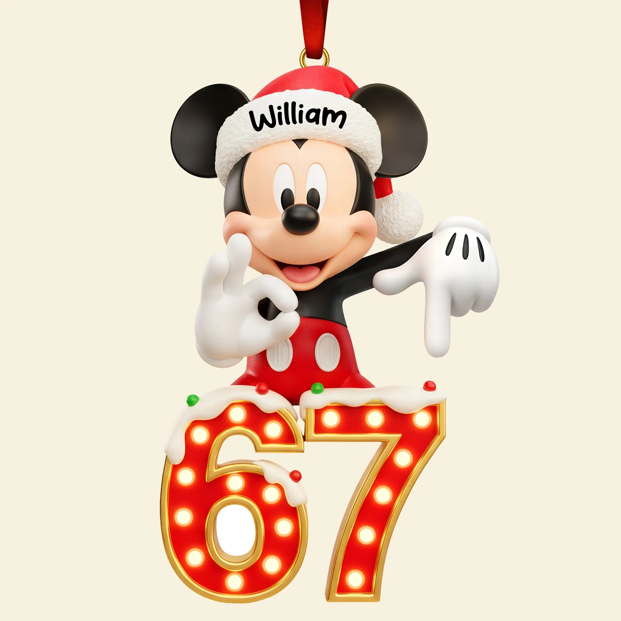 MkMo Magic Mouse Says Six Seven - Personalized Acrylic Ornament - Christmas Gift | HH01 - Image 4