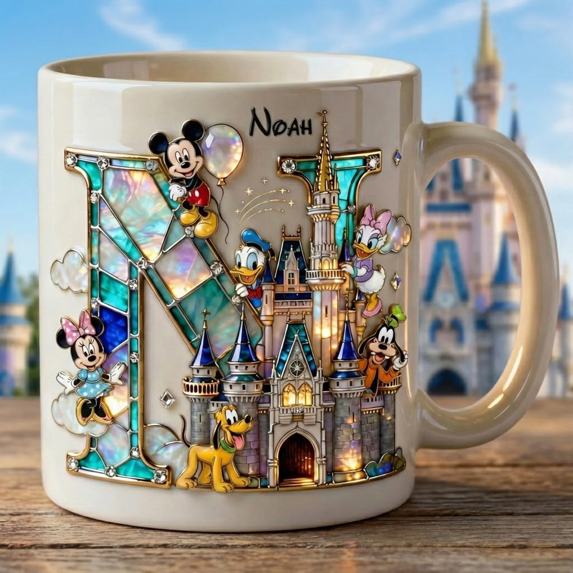 MkMo Magic Mouse Sparkling With Alphabet Initial - Personalized White Edge-to-Edge Mug - Gift For Fan Movies HH01 - Image 7