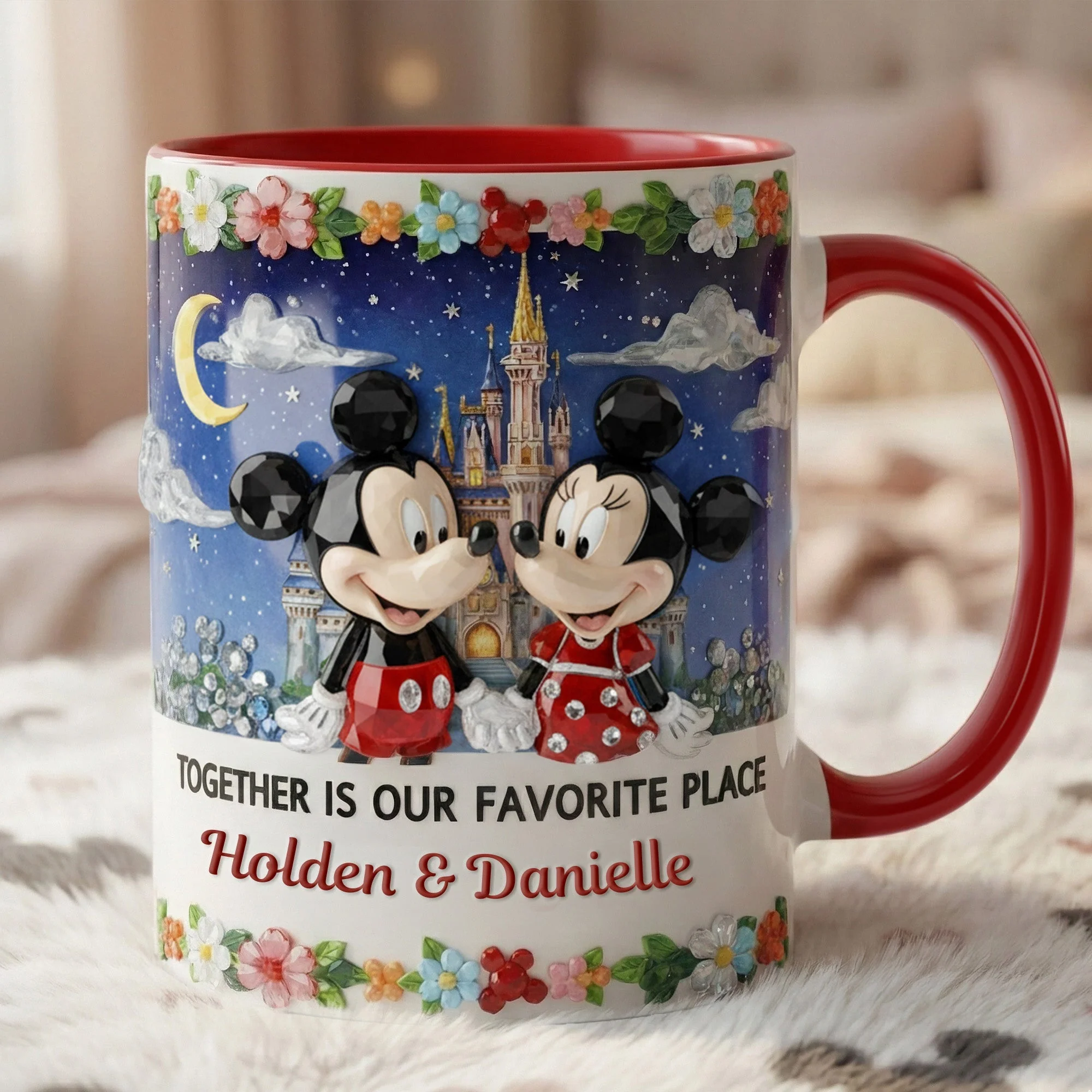 MkMo Magic Mouse Together Is Our Favorite Place - Personalized Accent Mug - Gift For Couples, Movie Fans NL122